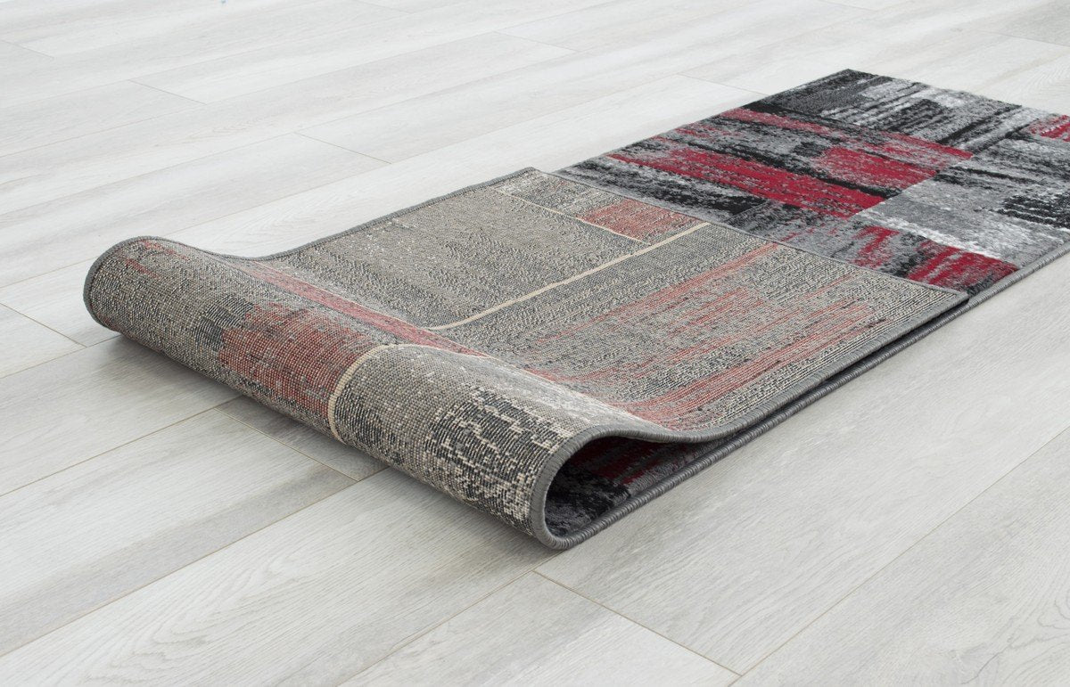 Modern Mixed Brush Color Pattern Area Rug – Various Sizes Available in Gray, Red, Beige, Blue, Lava, Orange, Electric Green, Yellow, Chocolate