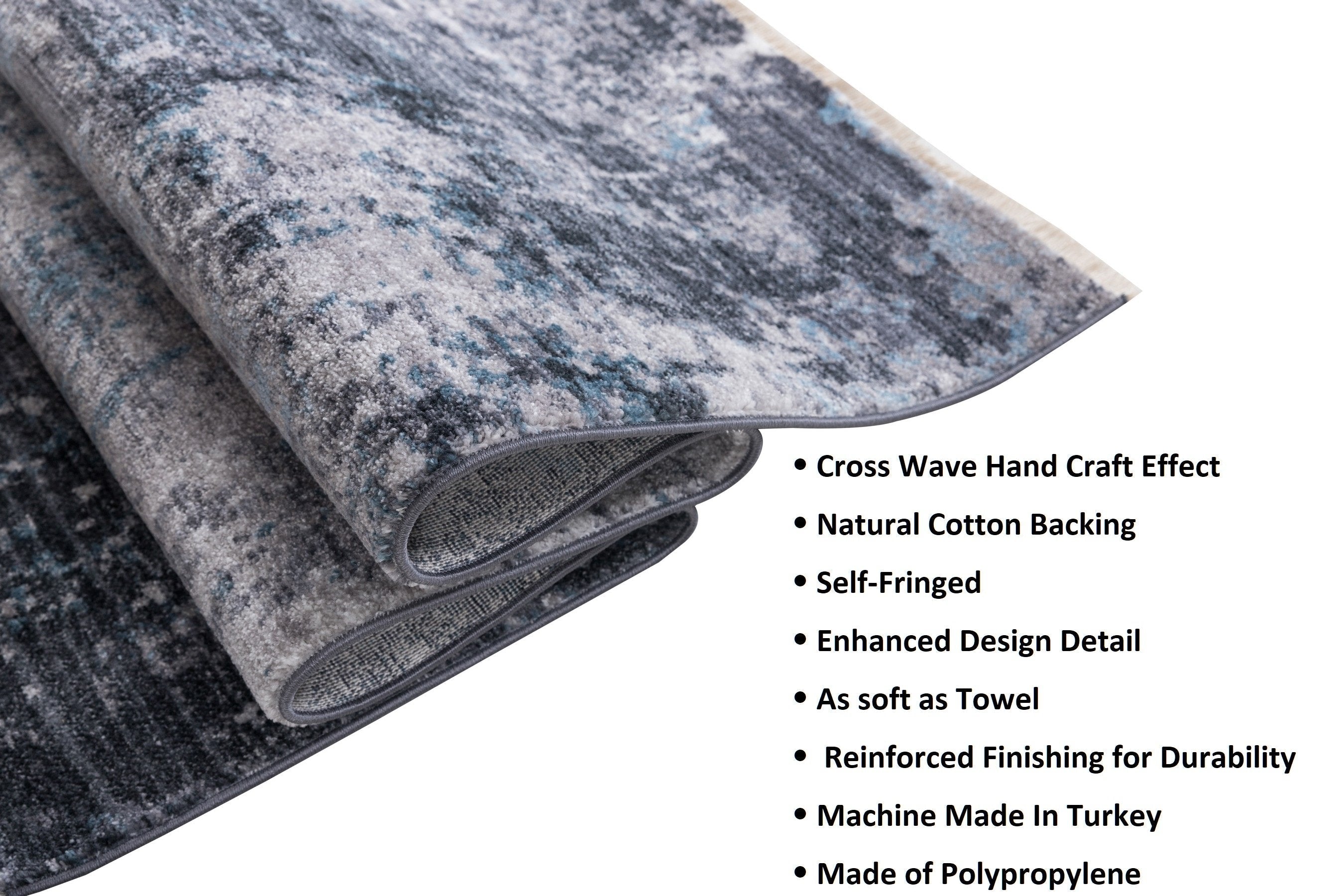 Abstract Distressed Area Rug Leno Weave Abrash Foldable #56