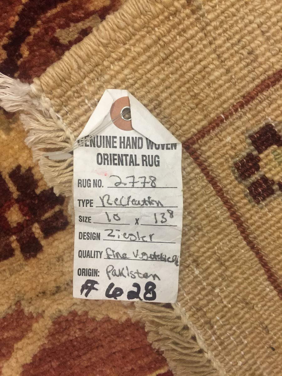 Hand Knotted Pakistani Rug-Ziegler-Red/Beige/Multi-(10 by 13.8 Feet)