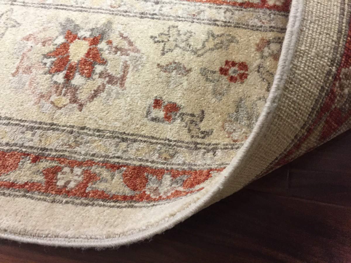 Authentic Handmade fine Pakistani Rug-Wool Allover/Floral Pattern-Ivory/Beige-(8.2 by 10.3 Feet)