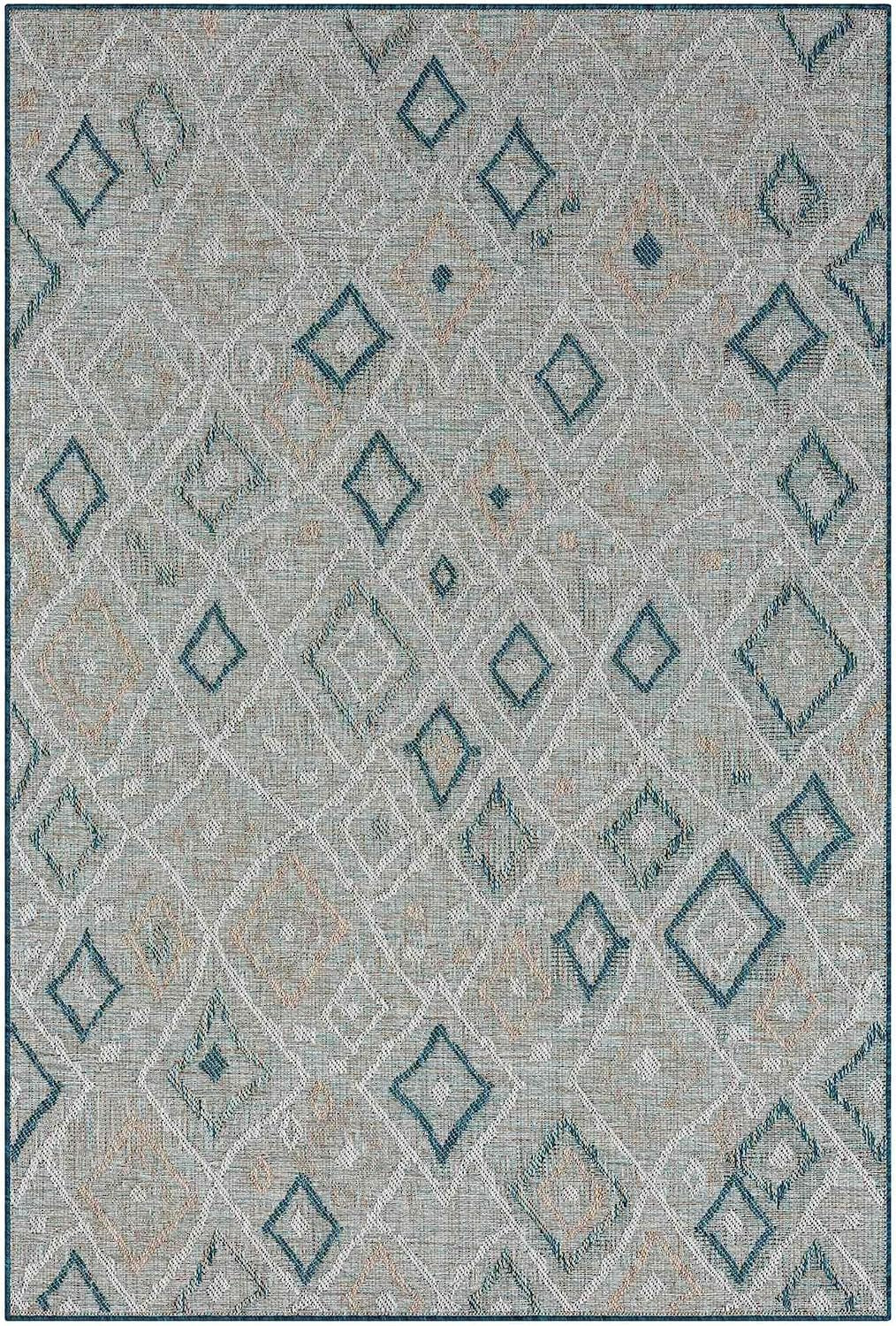 Waterproof Moroccan Outdoor Rug – Diamond Pattern – 5x7 & 8x10 Size
