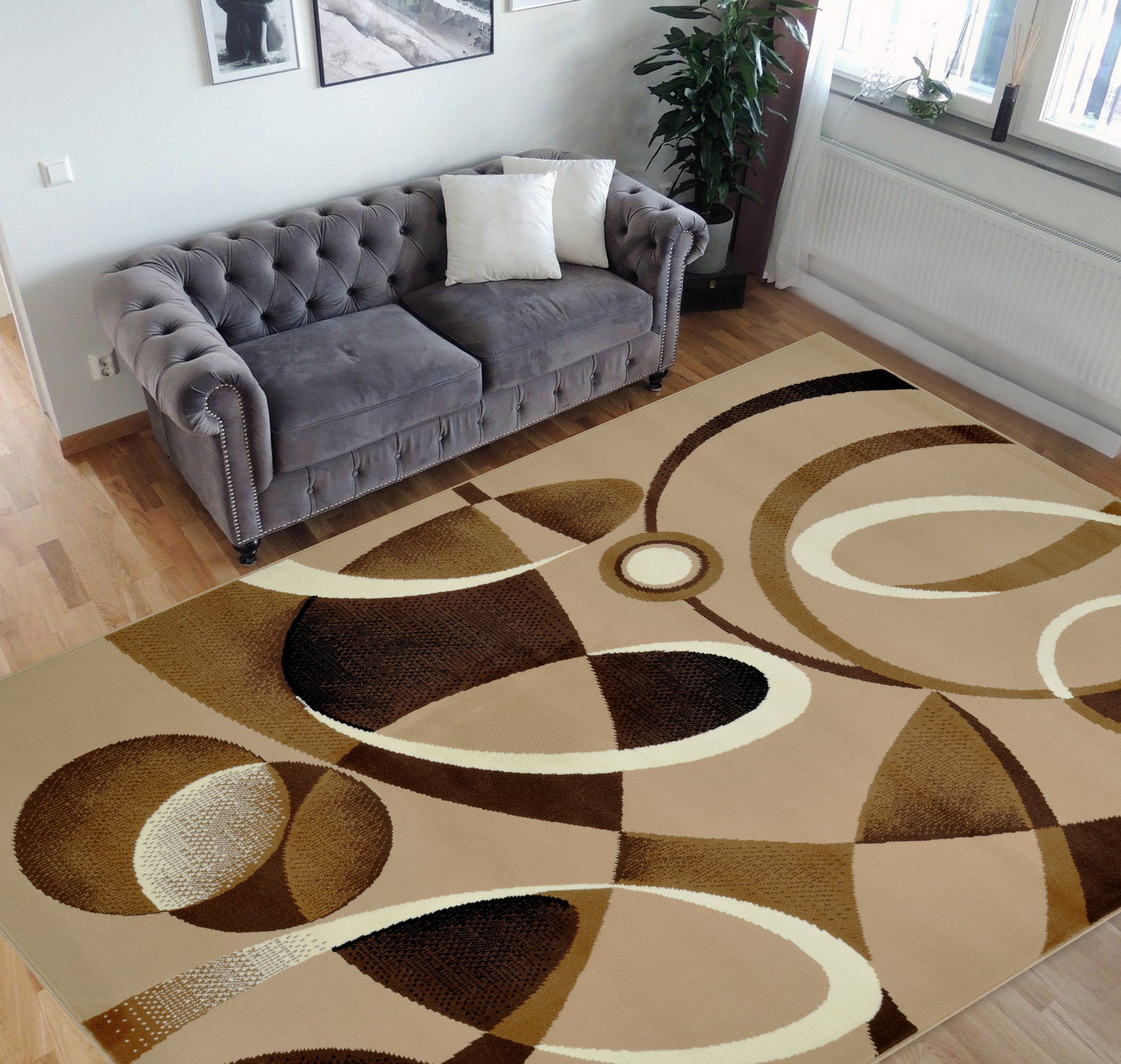 Geometric Pattern Modern Carpet Comfy shed Free Stain Resistant