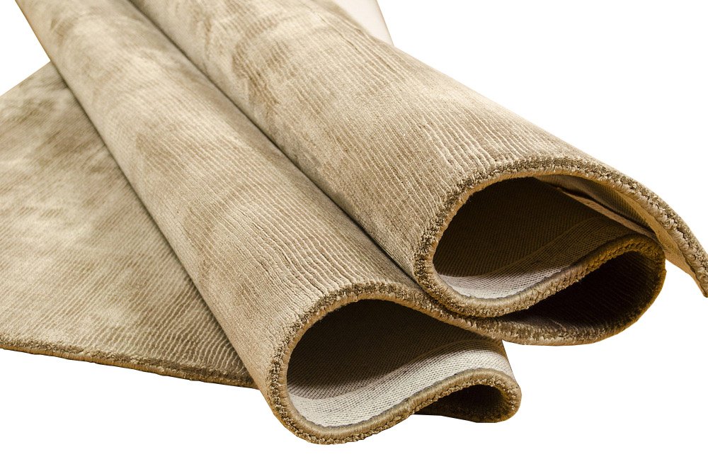 Tan Color Rugs Viscose Ultra-Soft Hand Knotted in India Rugs for Dining Room