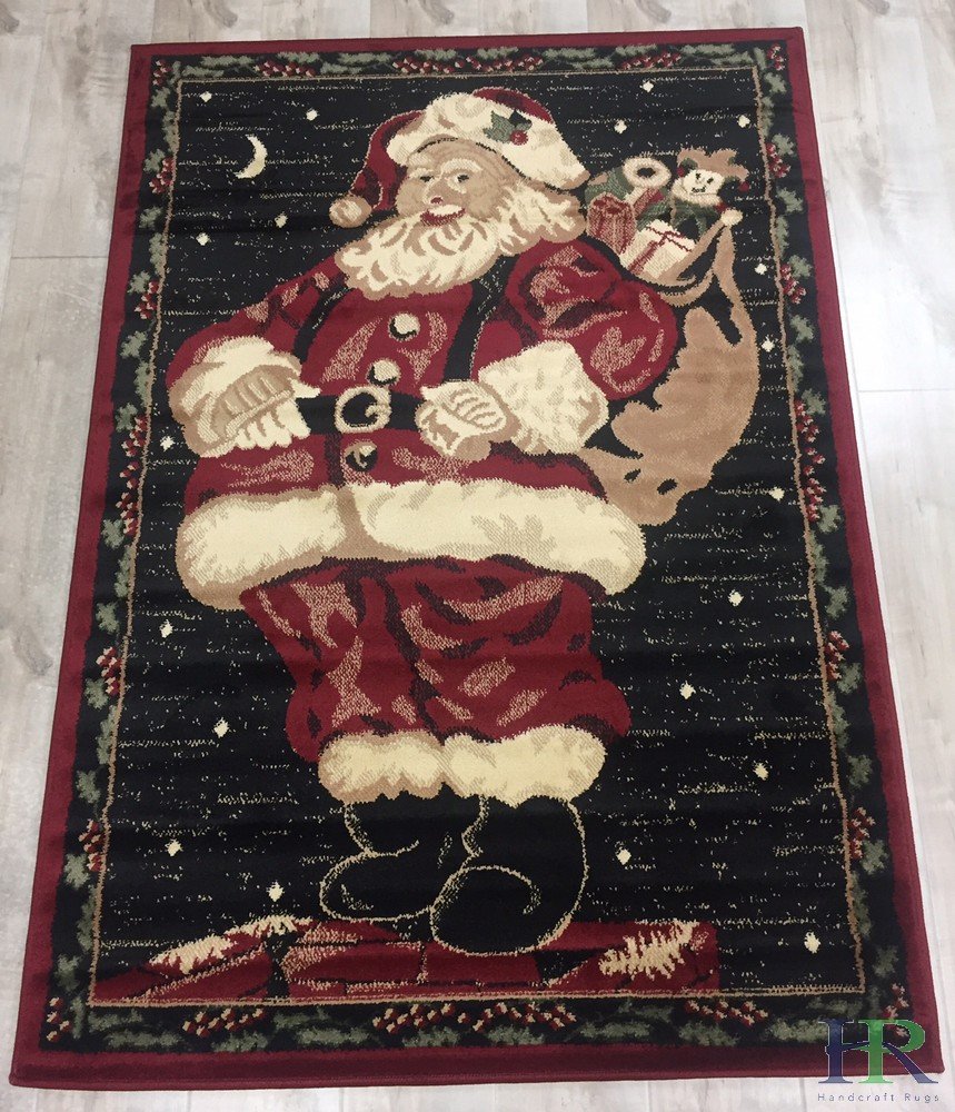 HR Santa Rug Red Holiday Rugs (Approximately 3 ft. by 5 ft.)