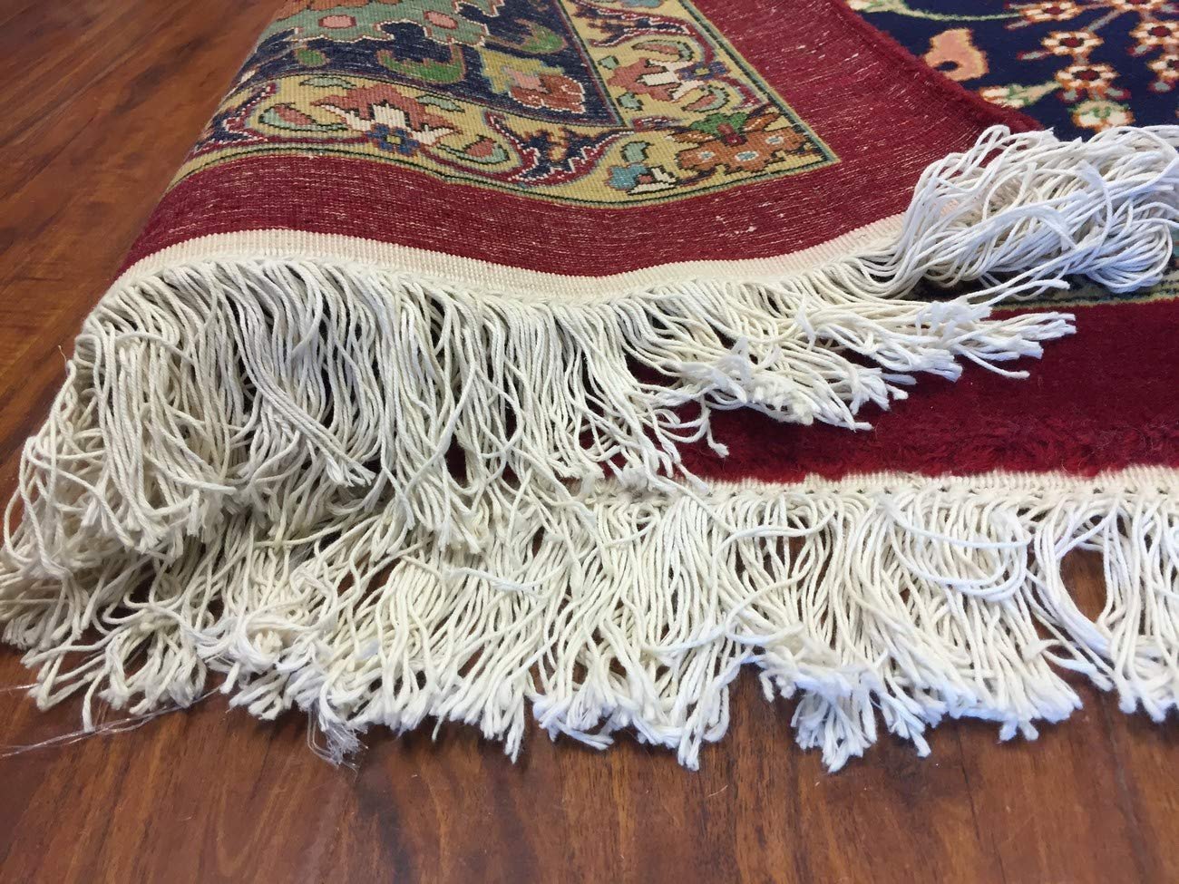 Hand Knotted Persian Tabriz Rug-Real Wool Allover Floral -Navy Blue/Red/Multi-(13 by 9.6 Feet)