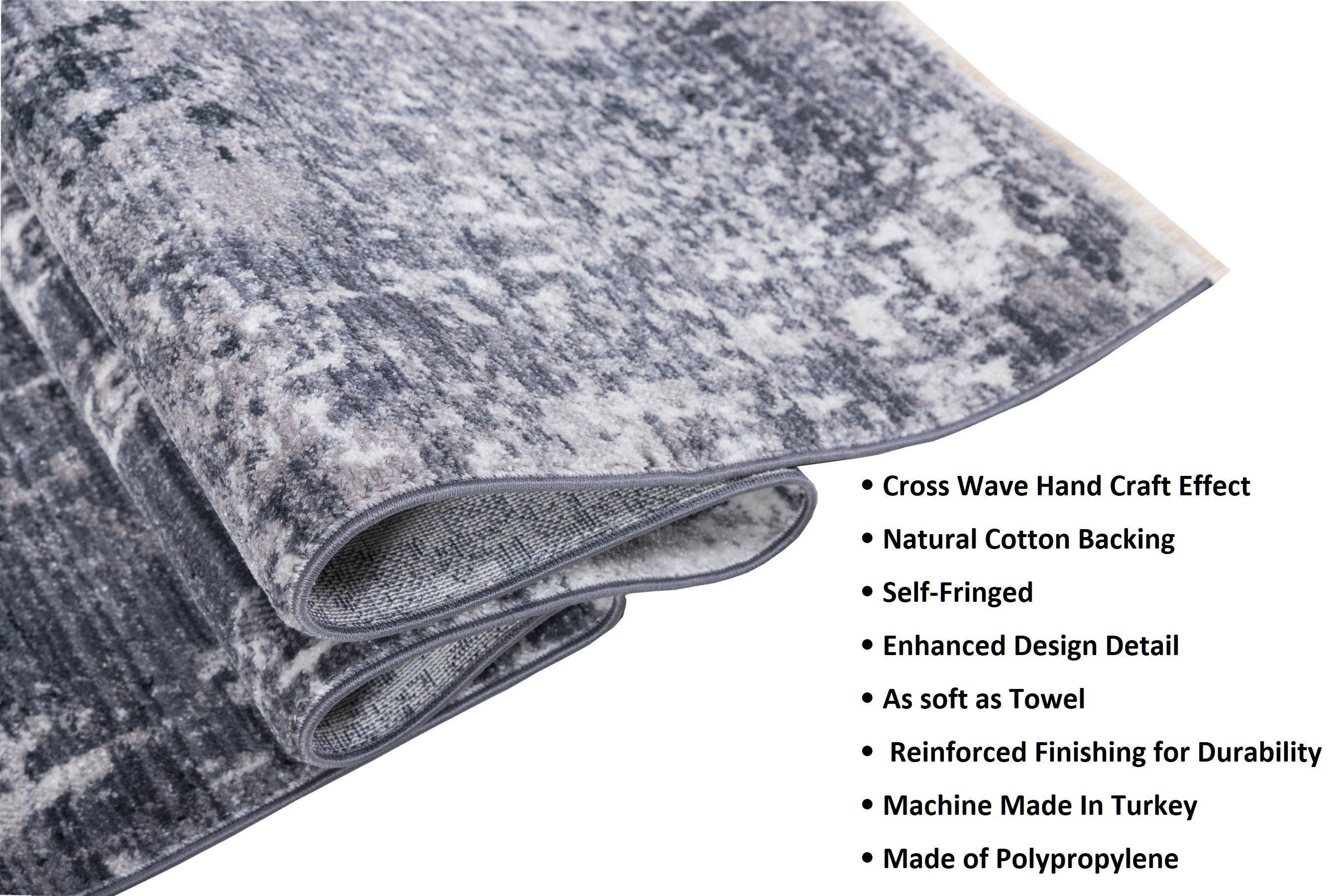 Abstract Distressed Area Rug Leno Weave Abrash Foldable #56