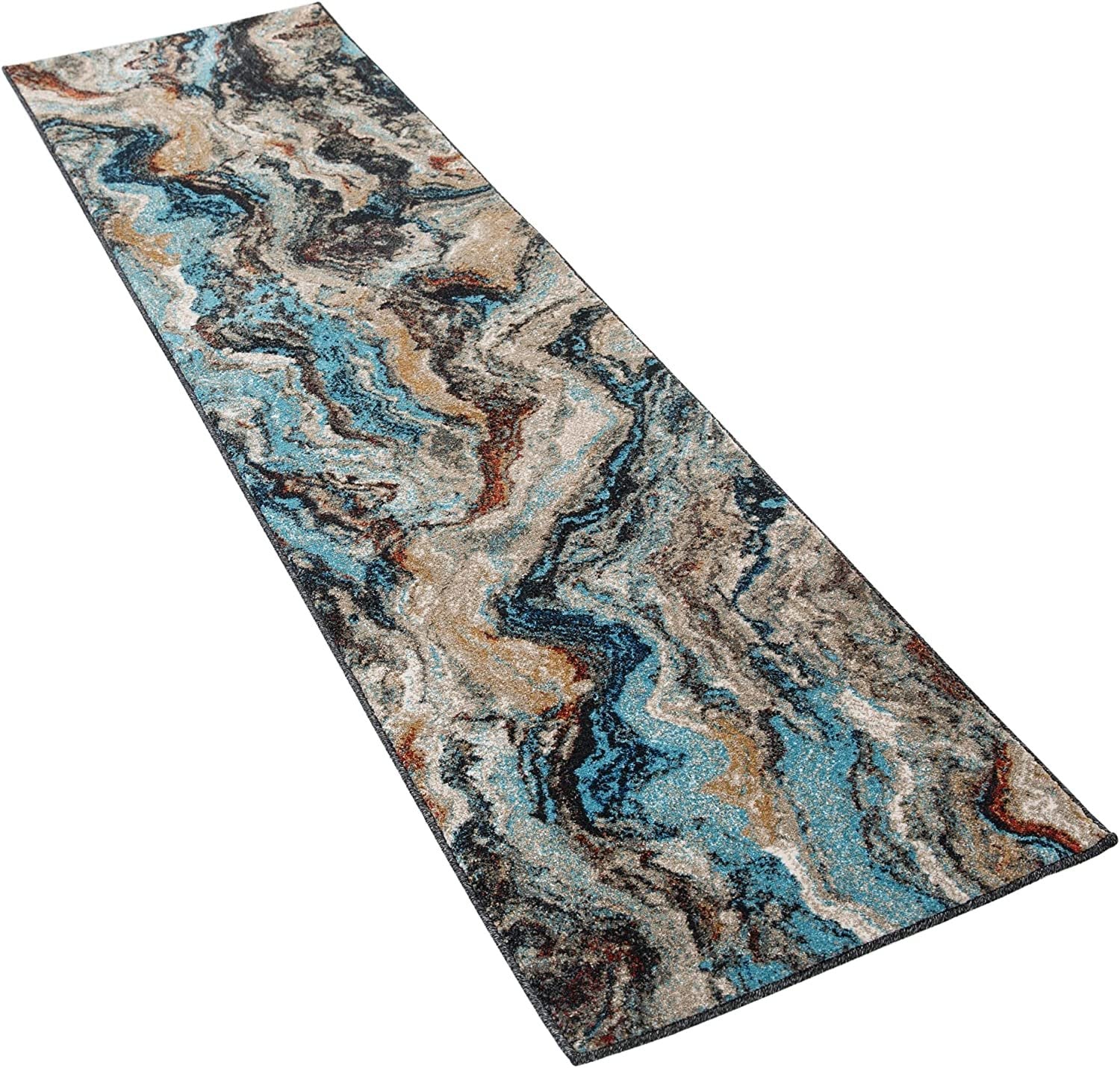 Marble Rugs Turquoise Burgundy # 90