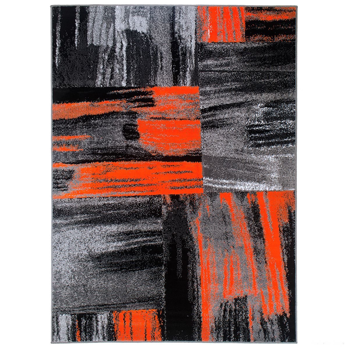 Modern Mixed Brush Color Pattern Area Rug – Various Sizes Available in Gray, Red, Beige, Blue, Lava, Orange, Electric Green, Yellow, Chocolate