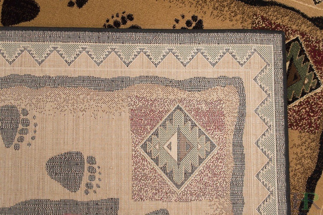 HR Mother Bear/Cub/Footprint Lodge Cabin Area rug