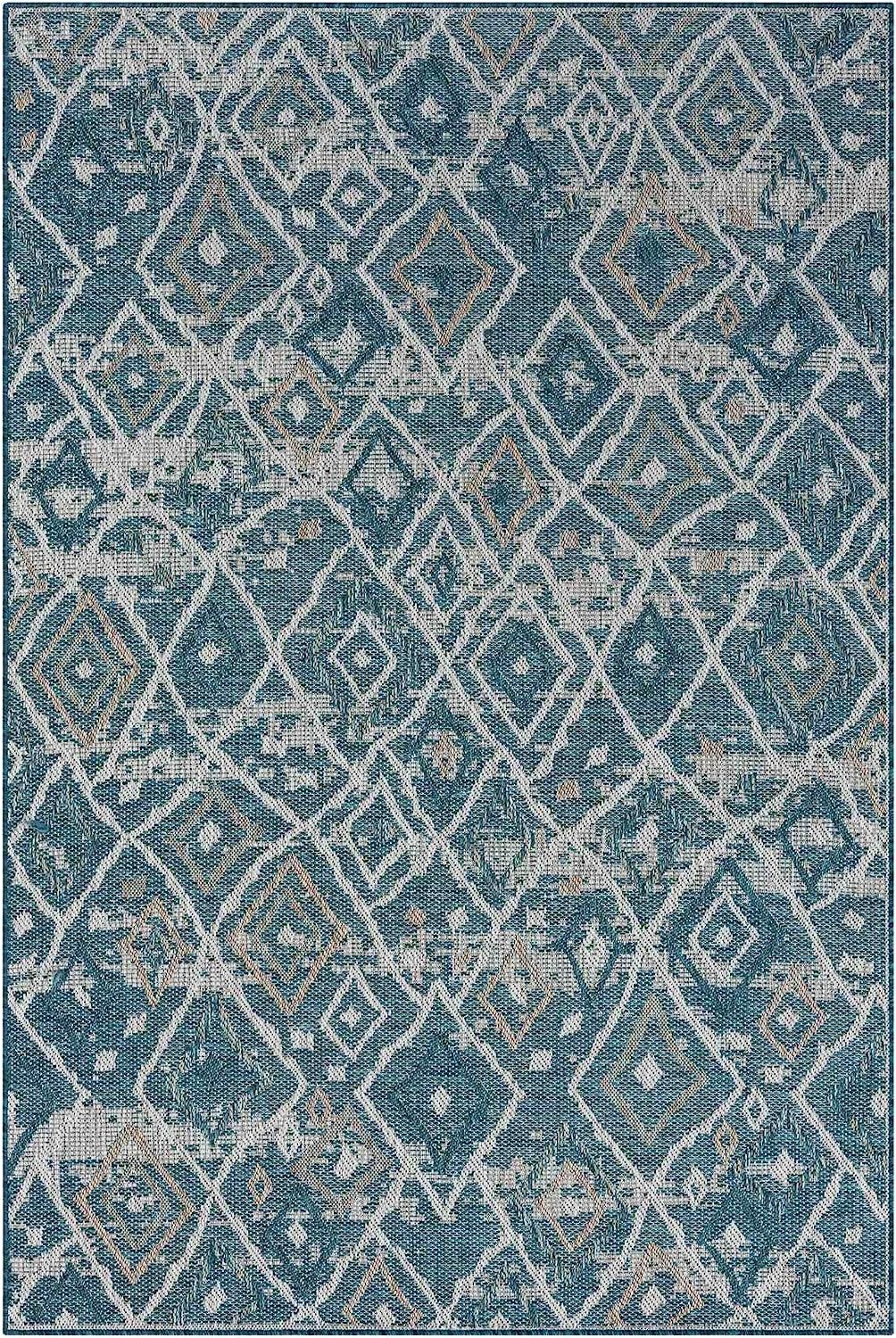 Waterproof Moroccan Outdoor Rug – Diamond Pattern – 5x7 & 8x10 Size