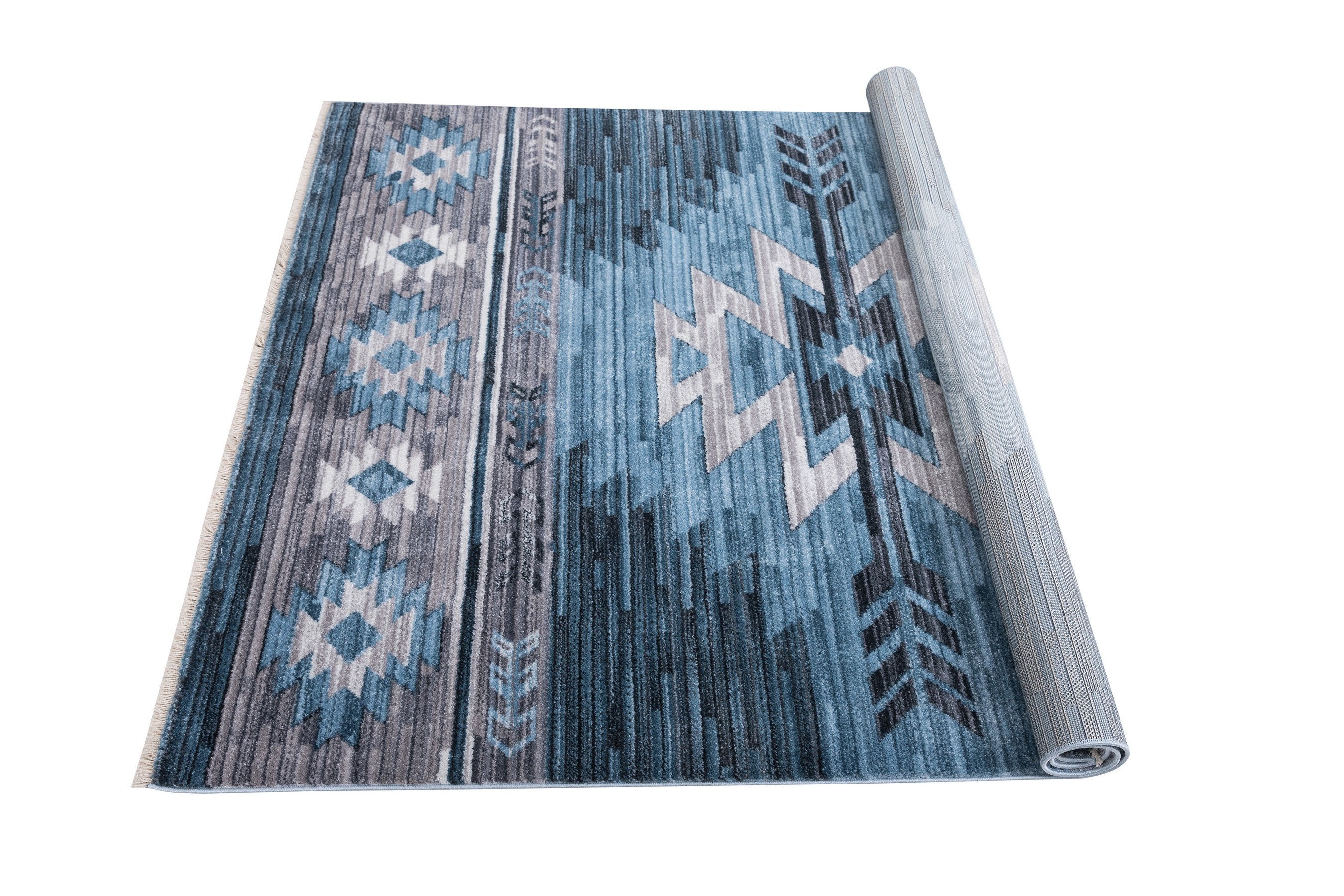 Navajo Tribal Rug – Easy Clean, Foldable, Rust/Grey/Black/Blue/Glacier/Orange/Denim