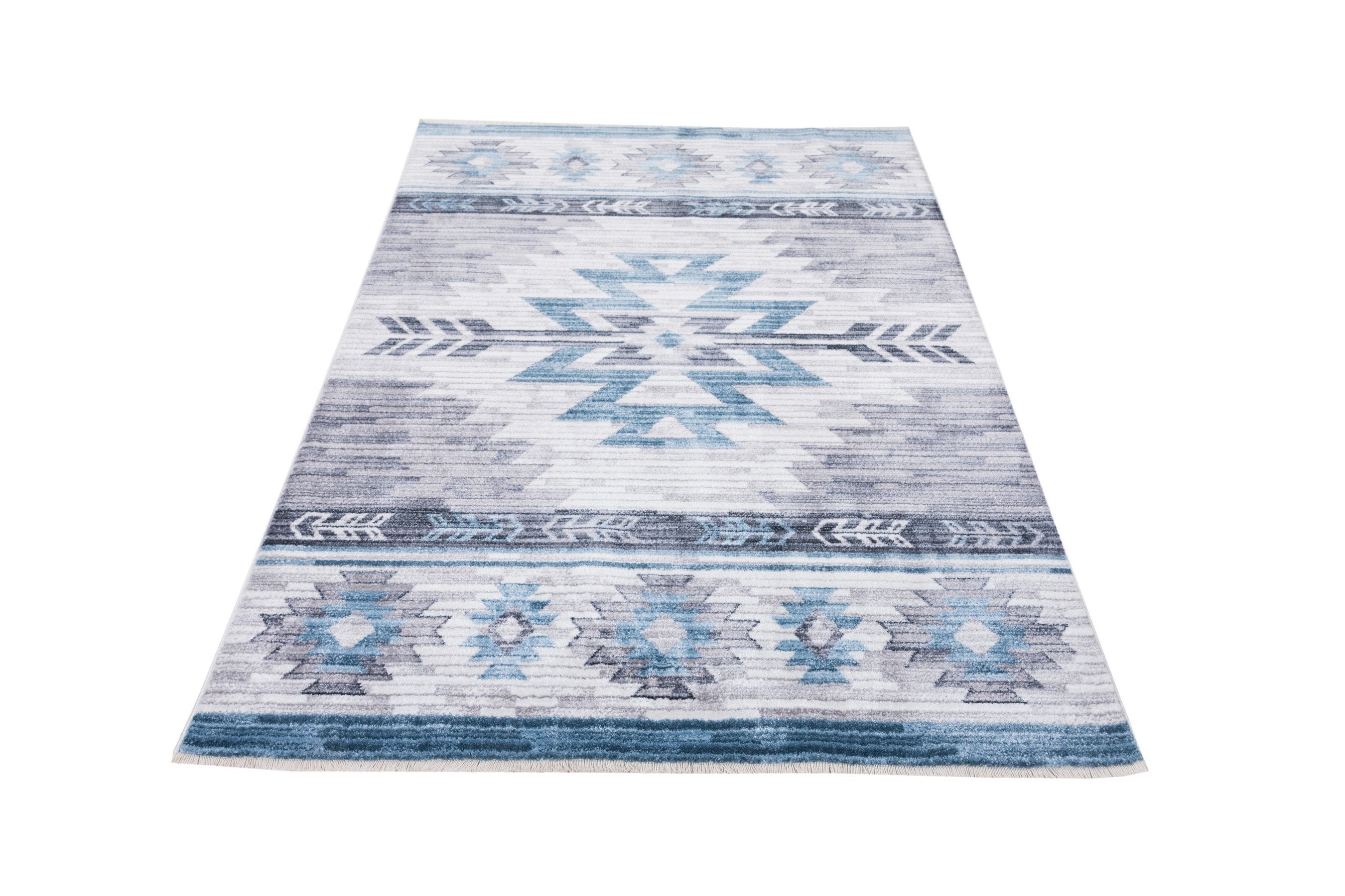 Navajo Tribal Rug – Easy Clean, Foldable, Rust/Grey/Black/Blue/Glacier/Orange/Denim