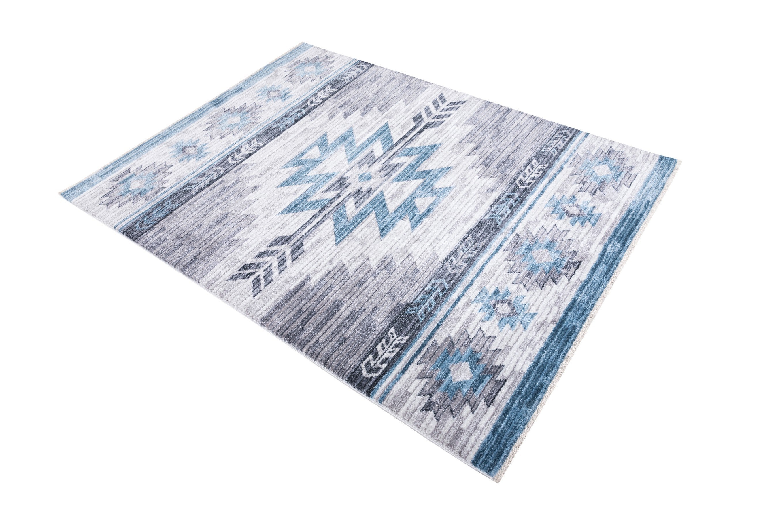 Navajo Tribal Rug – Easy Clean, Foldable, Rust/Grey/Black/Blue/Glacier/Orange/Denim