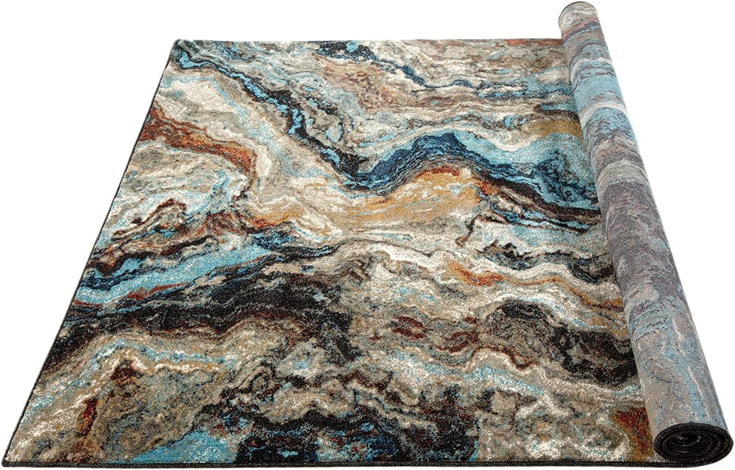 Marble Rugs Turquoise Burgundy # 90