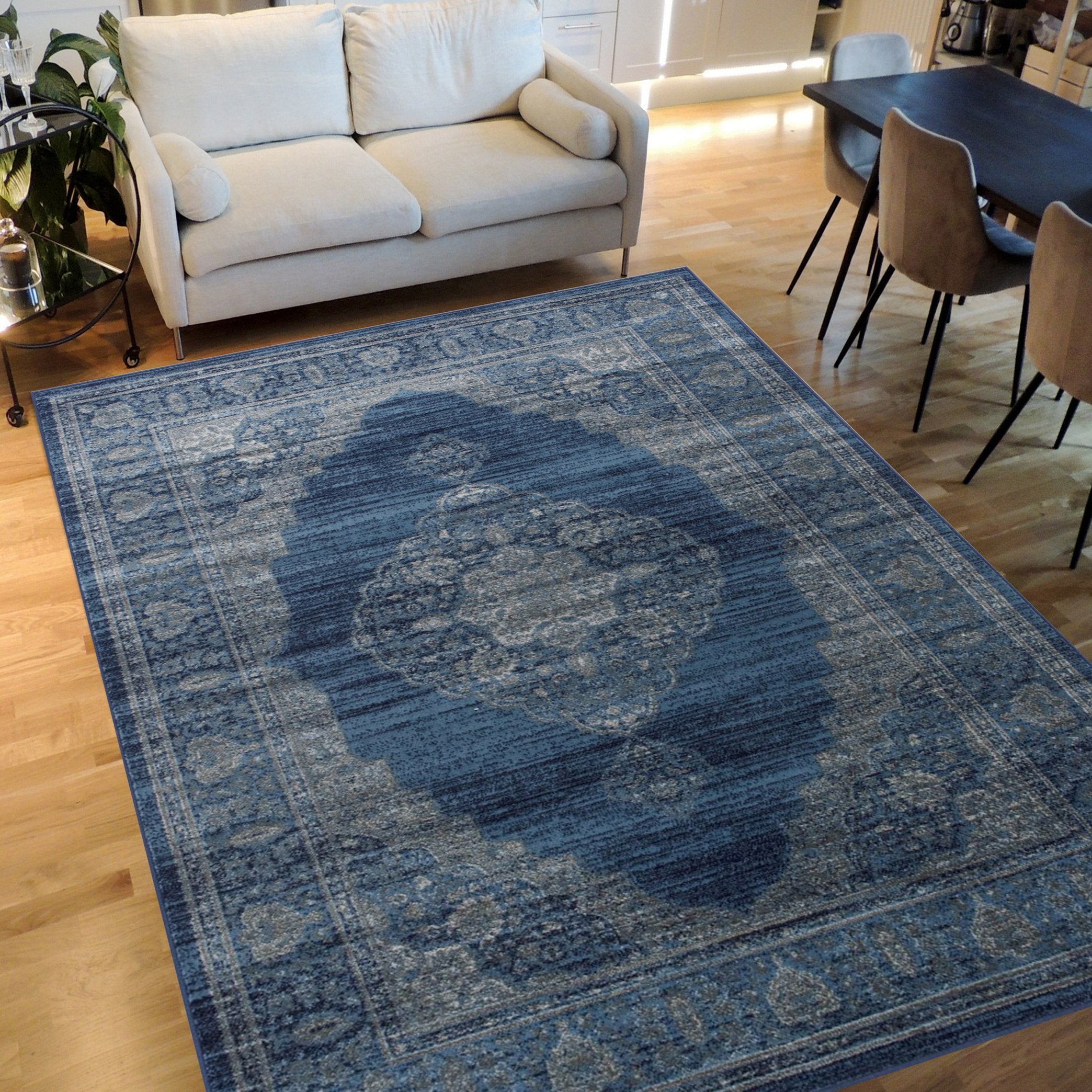 Floral Pattern Distressed Rug #94