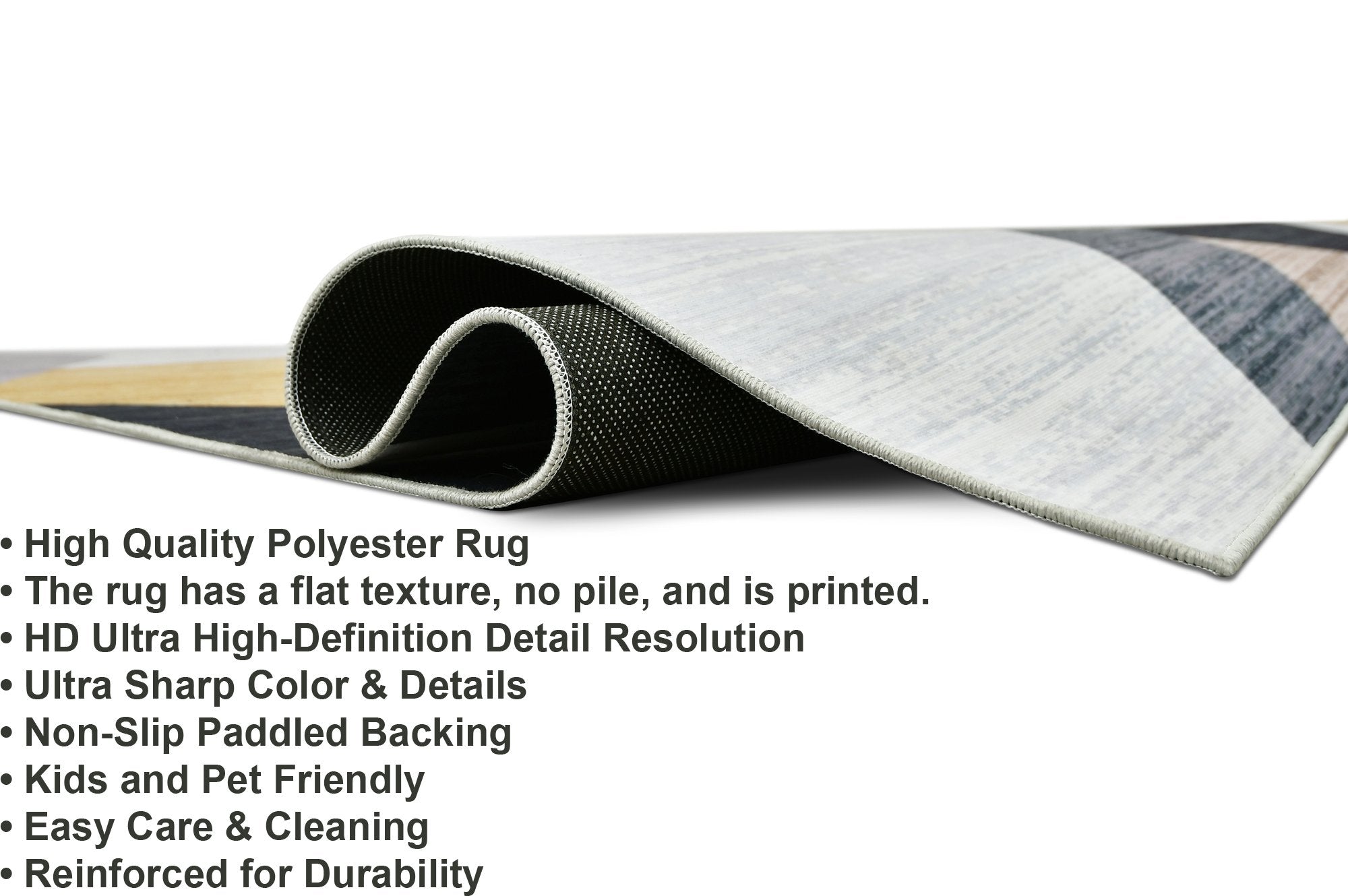 HR Geometric Area Rug - Non-Slip Rubber Backing # 1109