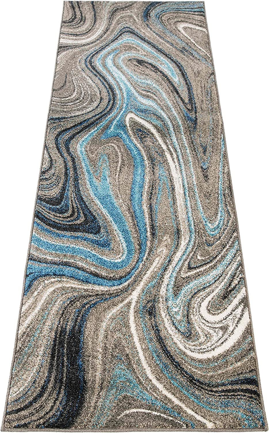 Marble Rugs Grey Blue Multi Color Abstract Livingroom #77
