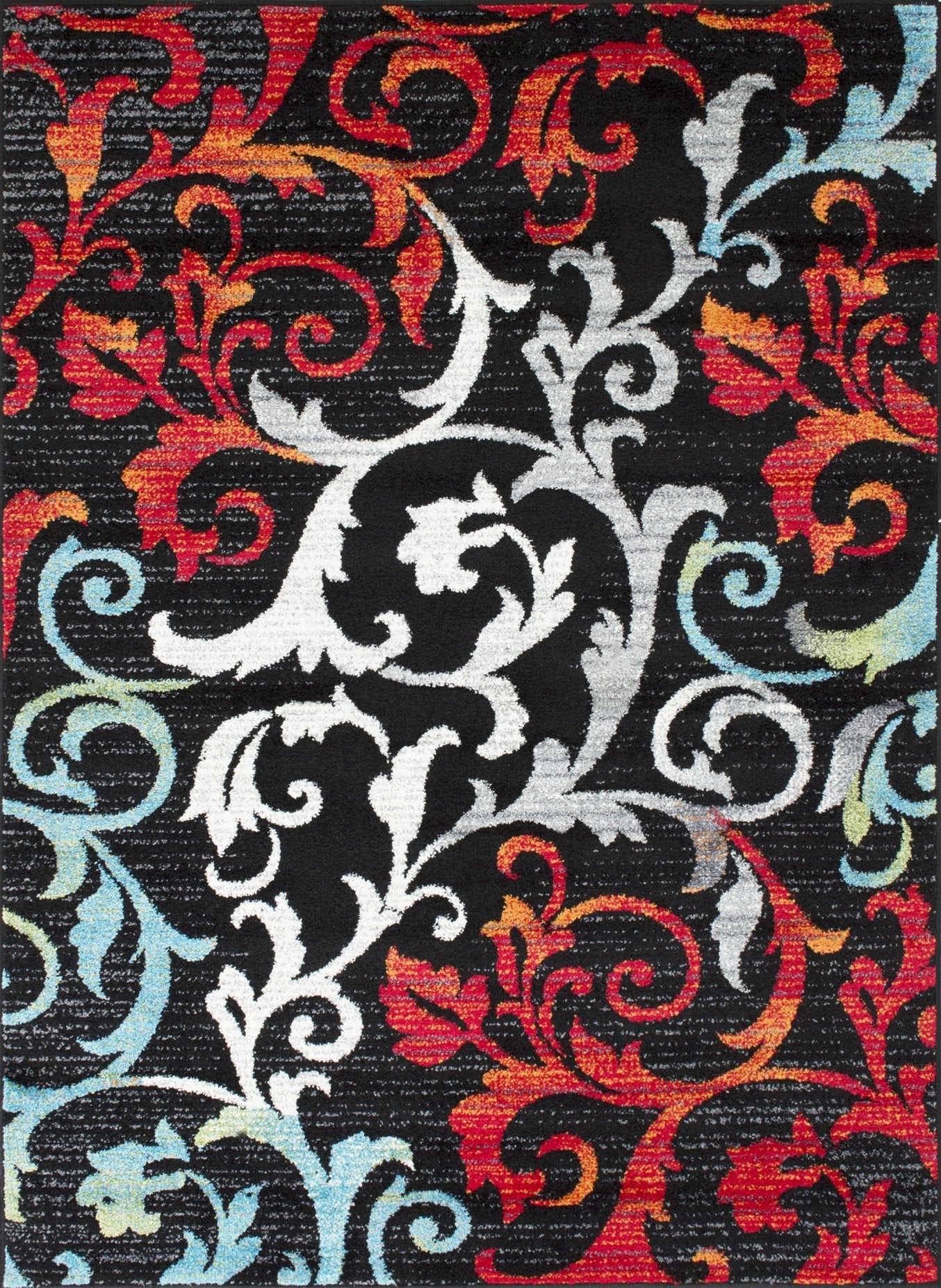 Turquoise/Ivory/Orange/Red/Black Allover Rug