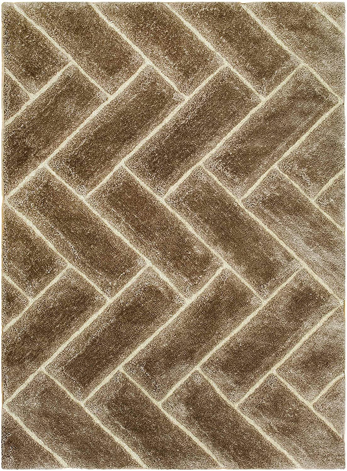 3-D Hand Carved Shaggy Rug - Soft Modern Colors