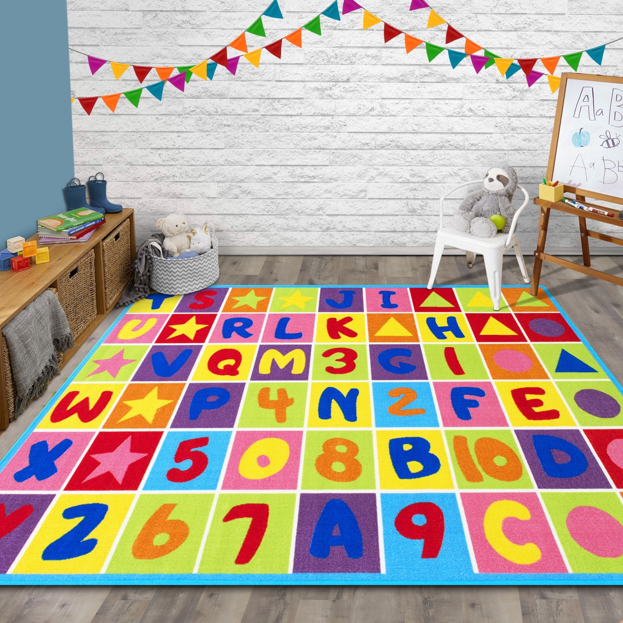 Letters and Numbers Non-Slip Rug