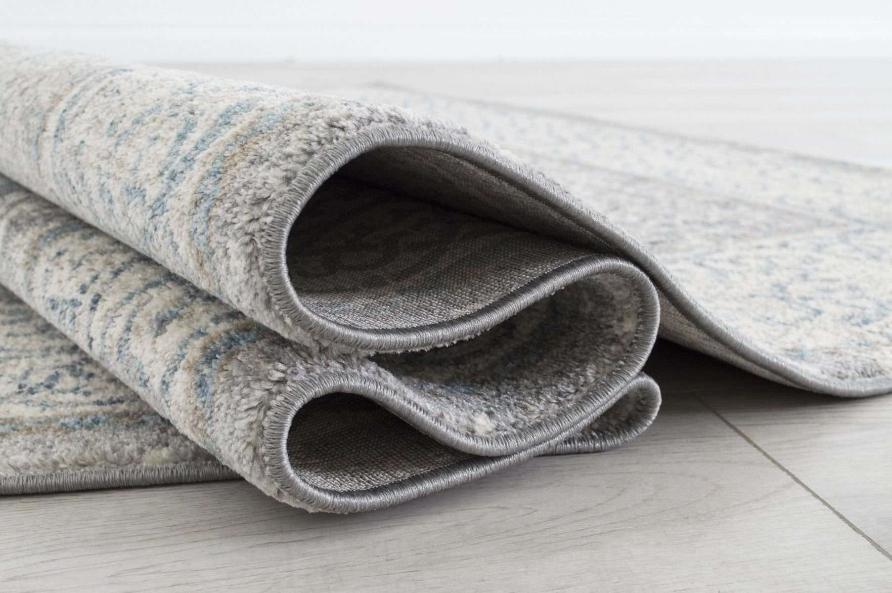 Silver/Ash Gray/Ivory/Light Blue-Faded, Oriental Distressed – Modern Vintage Design– Abstract, Persian Rug