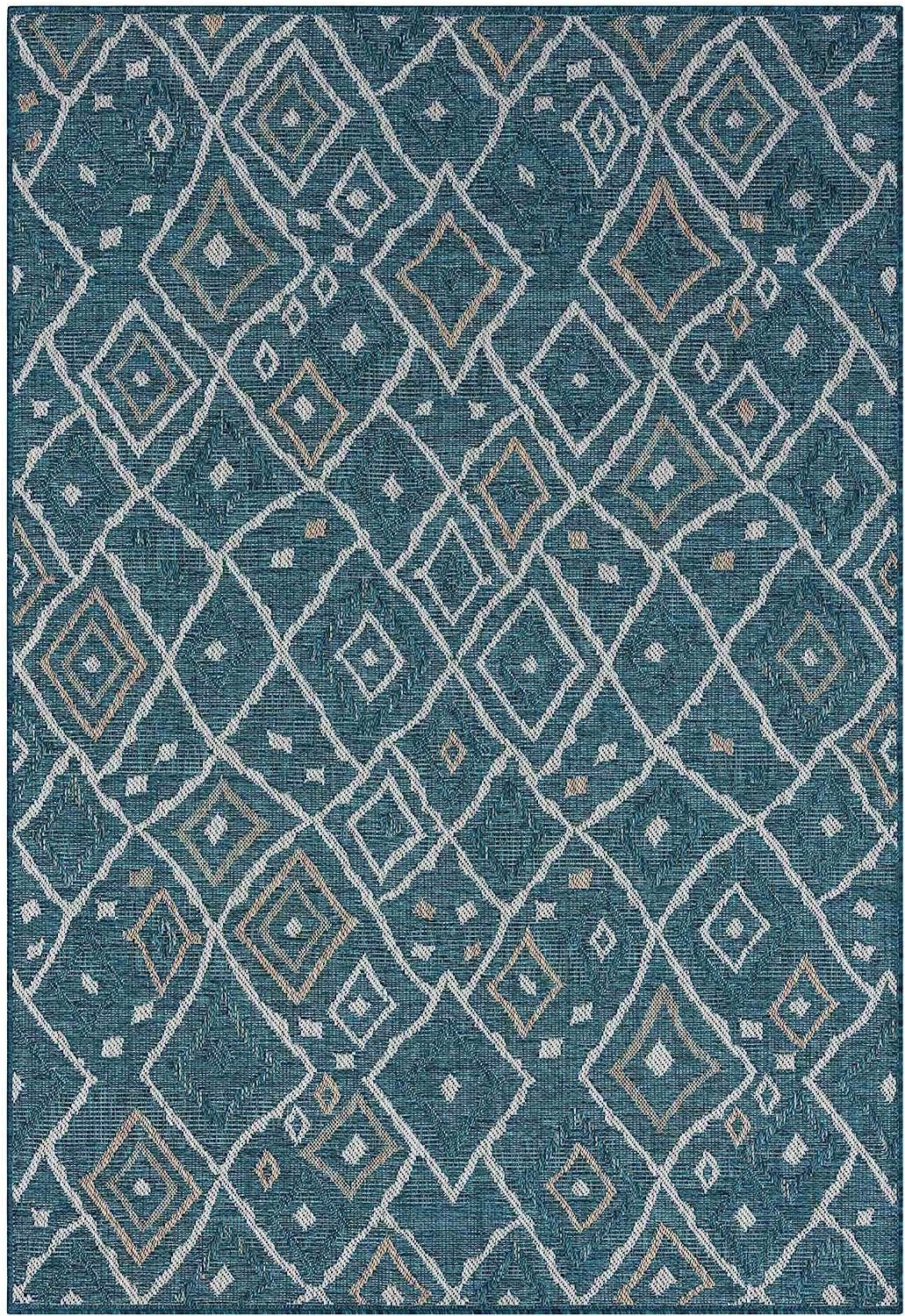 Waterproof Moroccan Outdoor Rug – Diamond Pattern – 5x7 & 8x10 Size