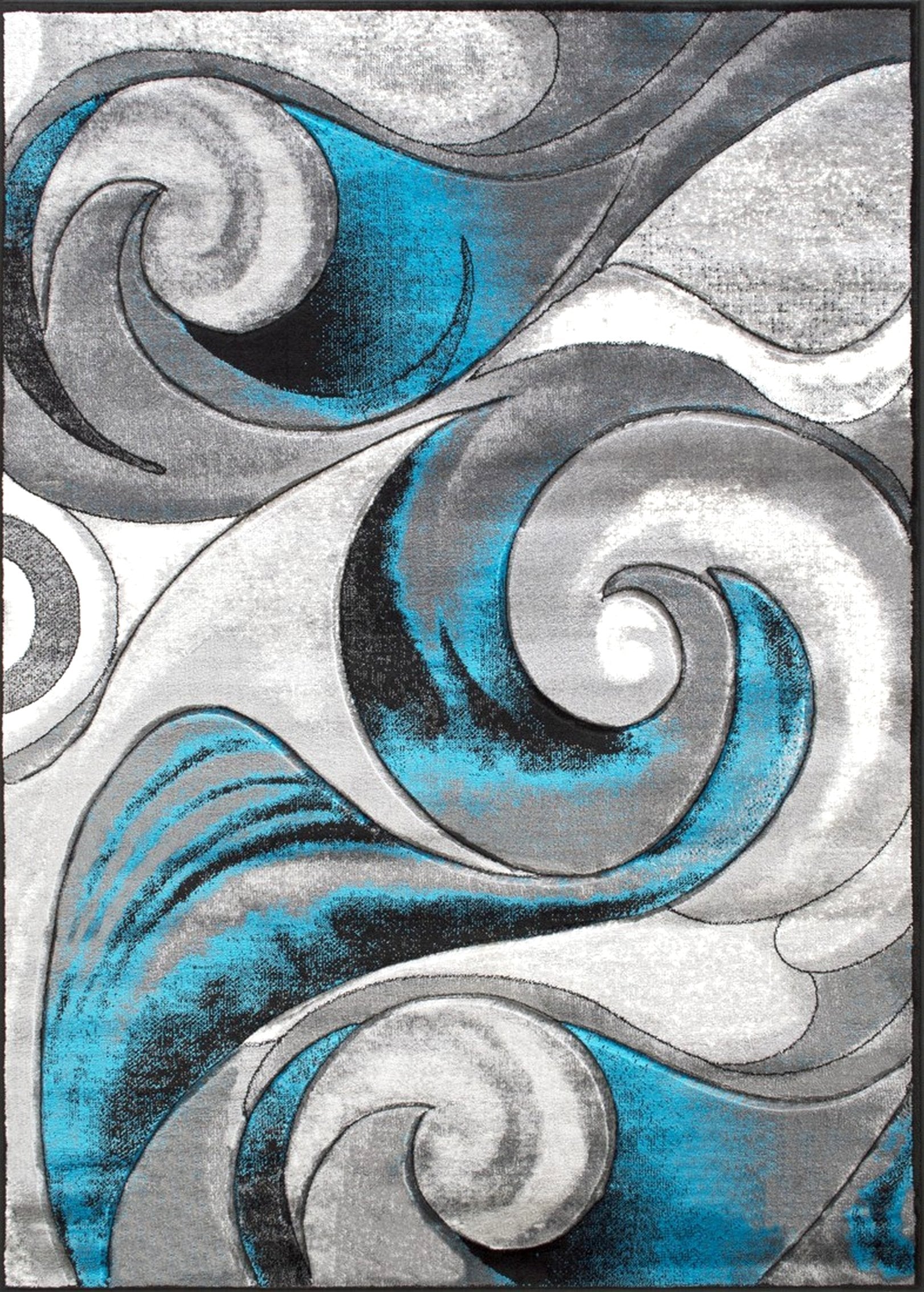 Swirls Abstract Design Hand Carved Rugs #10