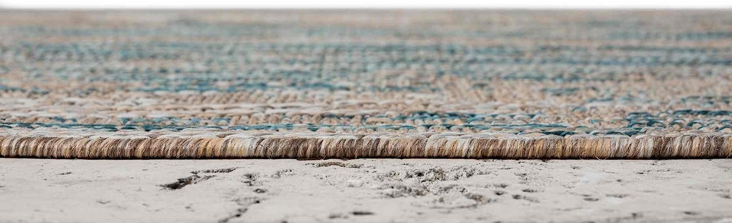 Abstract waterproof outdoor rug with neutral color tones