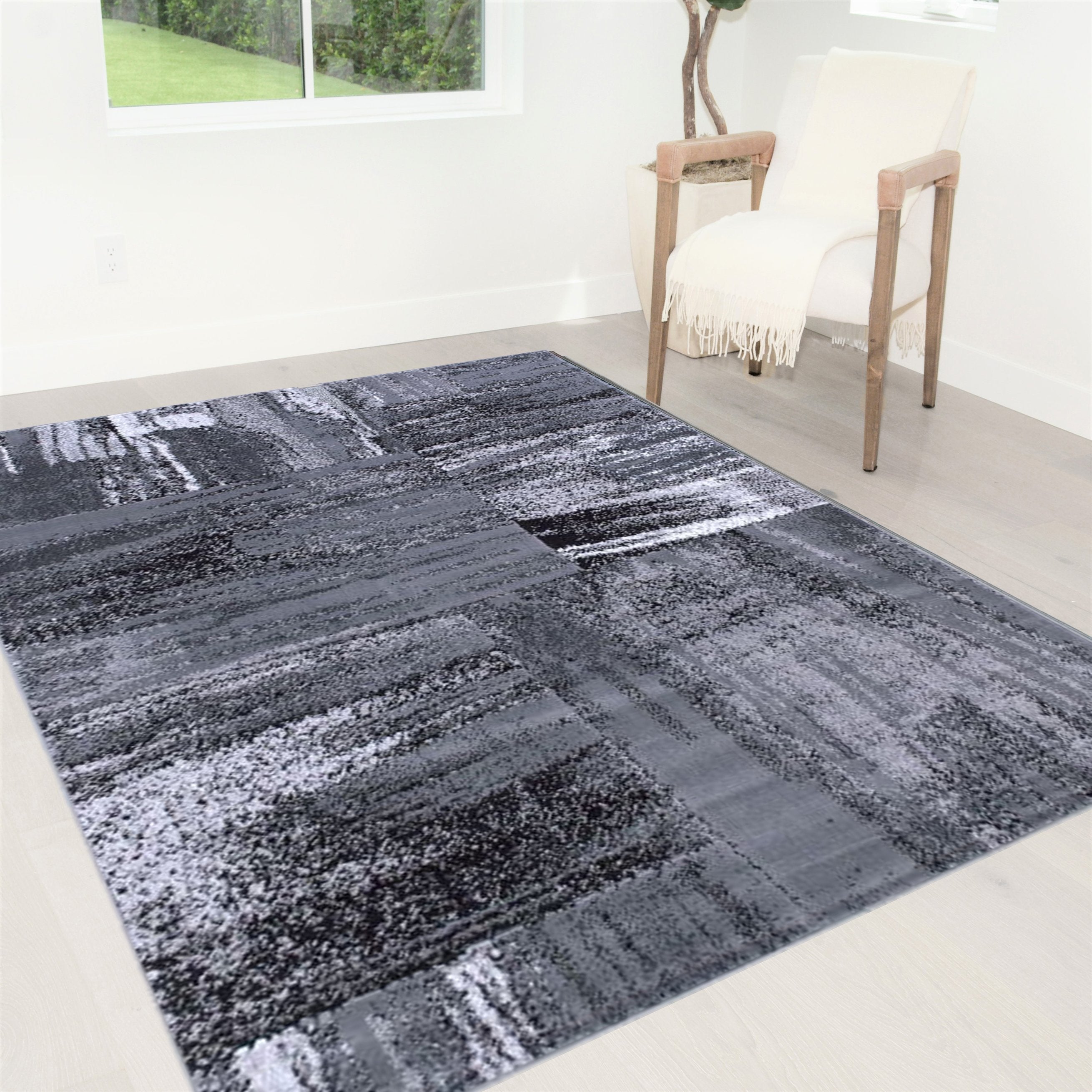 Modern Mixed Brush Color Pattern Area Rug – Various Sizes Available in Gray, Red, Beige, Blue, Lava, Orange, Electric Green, Yellow, Chocolate