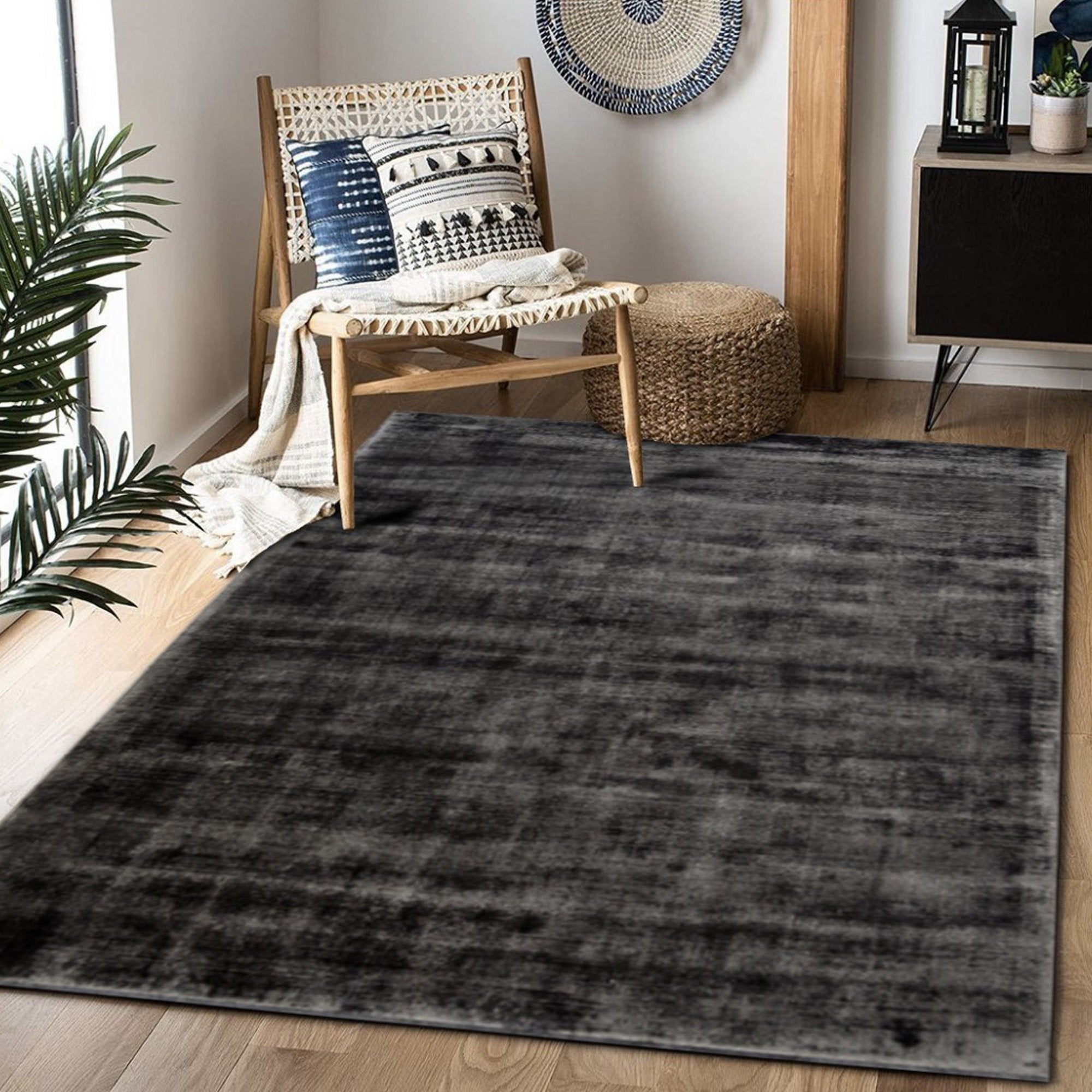 Espresso Color Rugs Viscose Ultra-Soft Hand Knotted in India Rugs for Dining Room