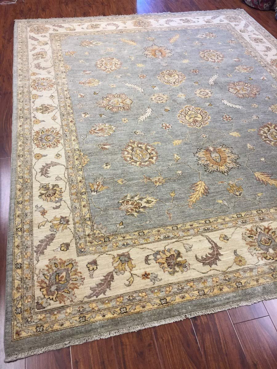 Hand Knotted Pakistani Rug-Ziegler-Gray/Beige/Multi-(8.1 by 10.3 Feet)