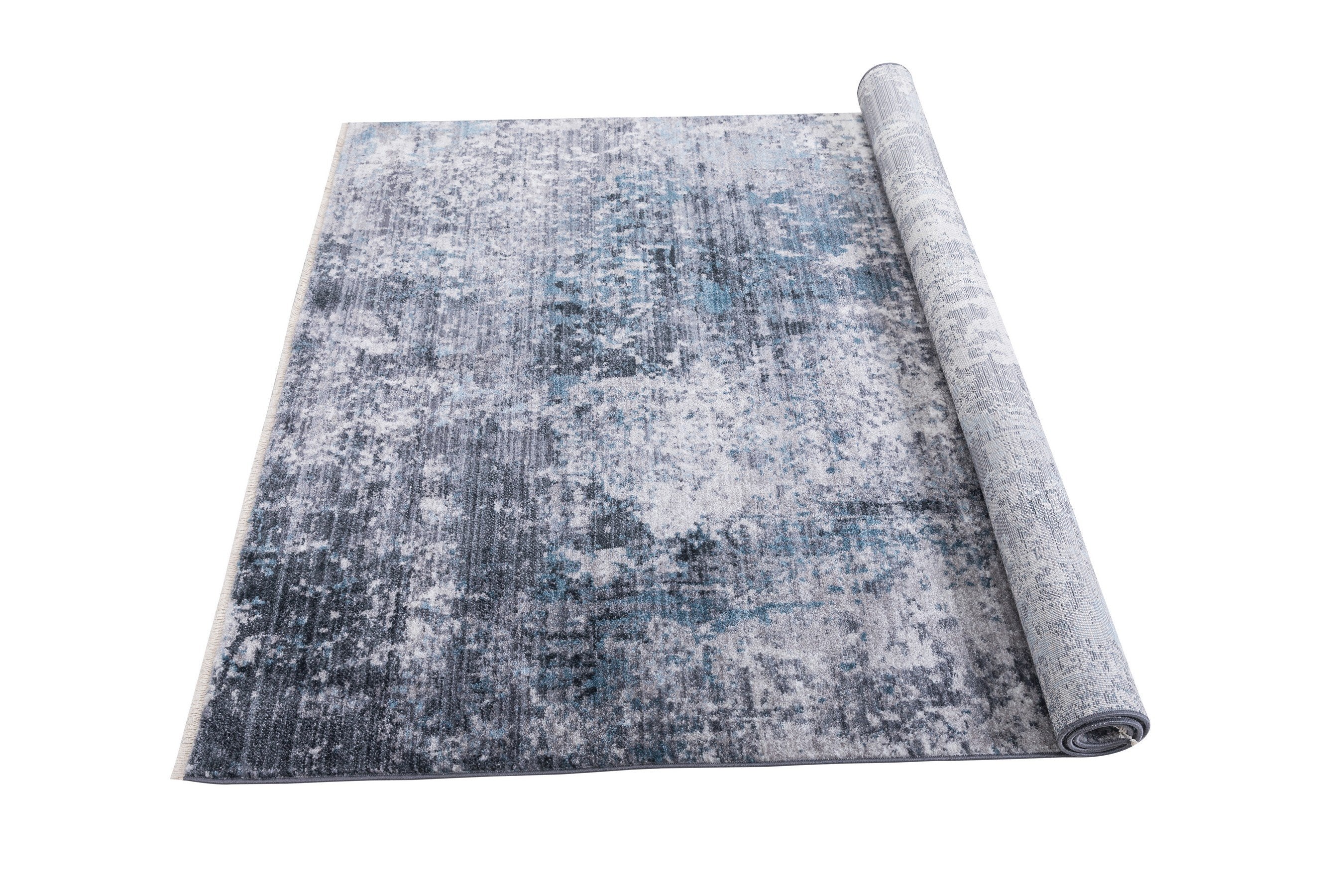 Abstract Distressed Area Rug Leno Weave Abrash Foldable #56