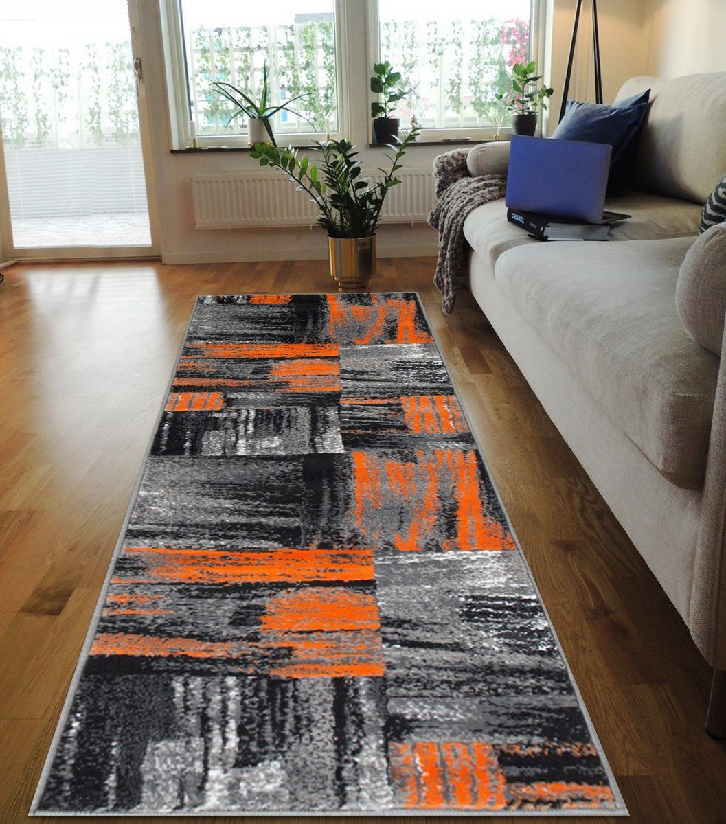 Modern Mixed Brush Color Pattern Area Rug – Various Sizes Available in Gray, Red, Beige, Blue, Lava, Orange, Electric Green, Yellow, Chocolate