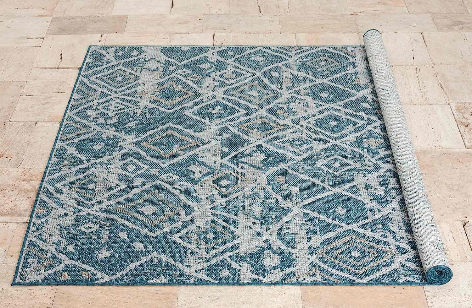 Waterproof Moroccan Outdoor Rug – Diamond Pattern – 5x7 & 8x10 Size