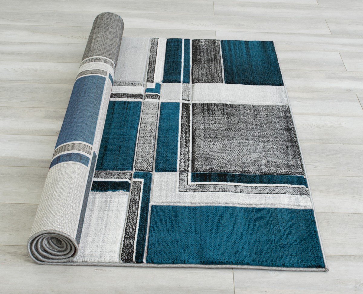 Cubism/Squares Modern Hand Carved Area Rug 15