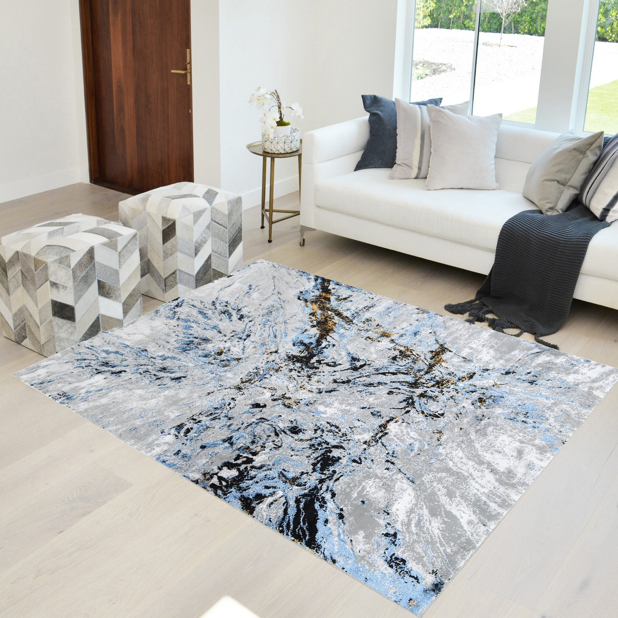Modern Bohemian Soft Touch Rug Liquid Pattern Area Rugs ,Viscos 75