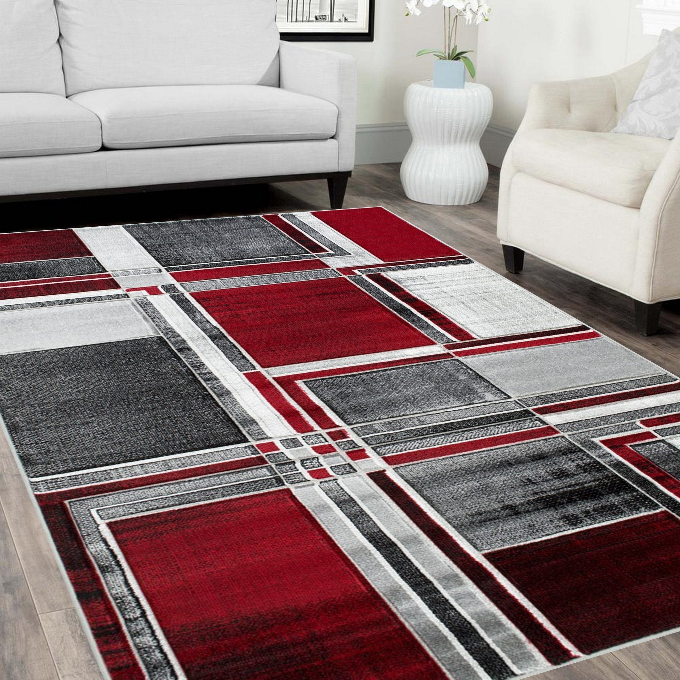 Cubism/Squares Modern Hand Carved Area Rug 15