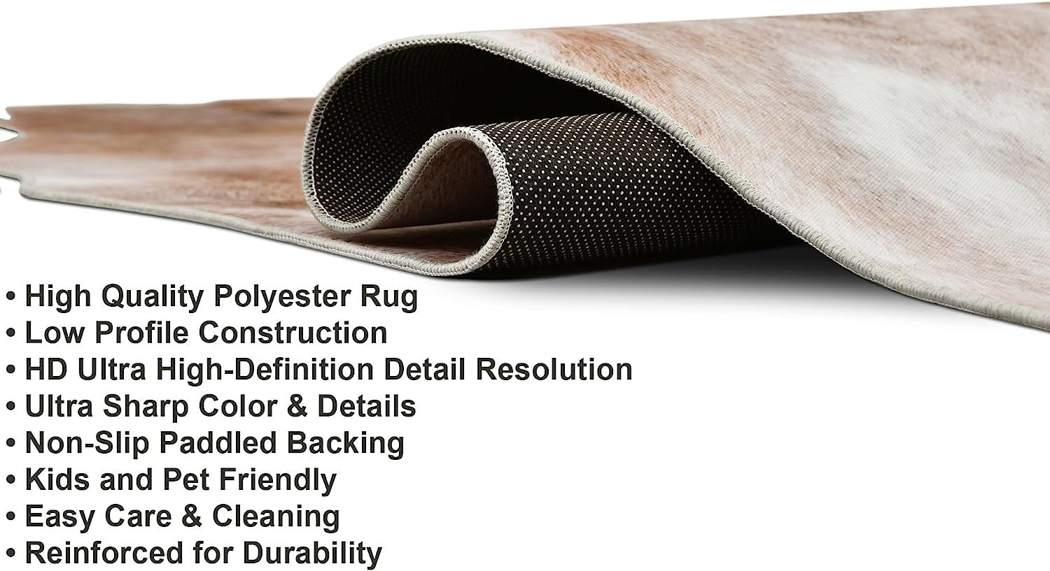 HR Premium Non-Slip Faux Cowhide Beige Brown Ivory and White # 1123