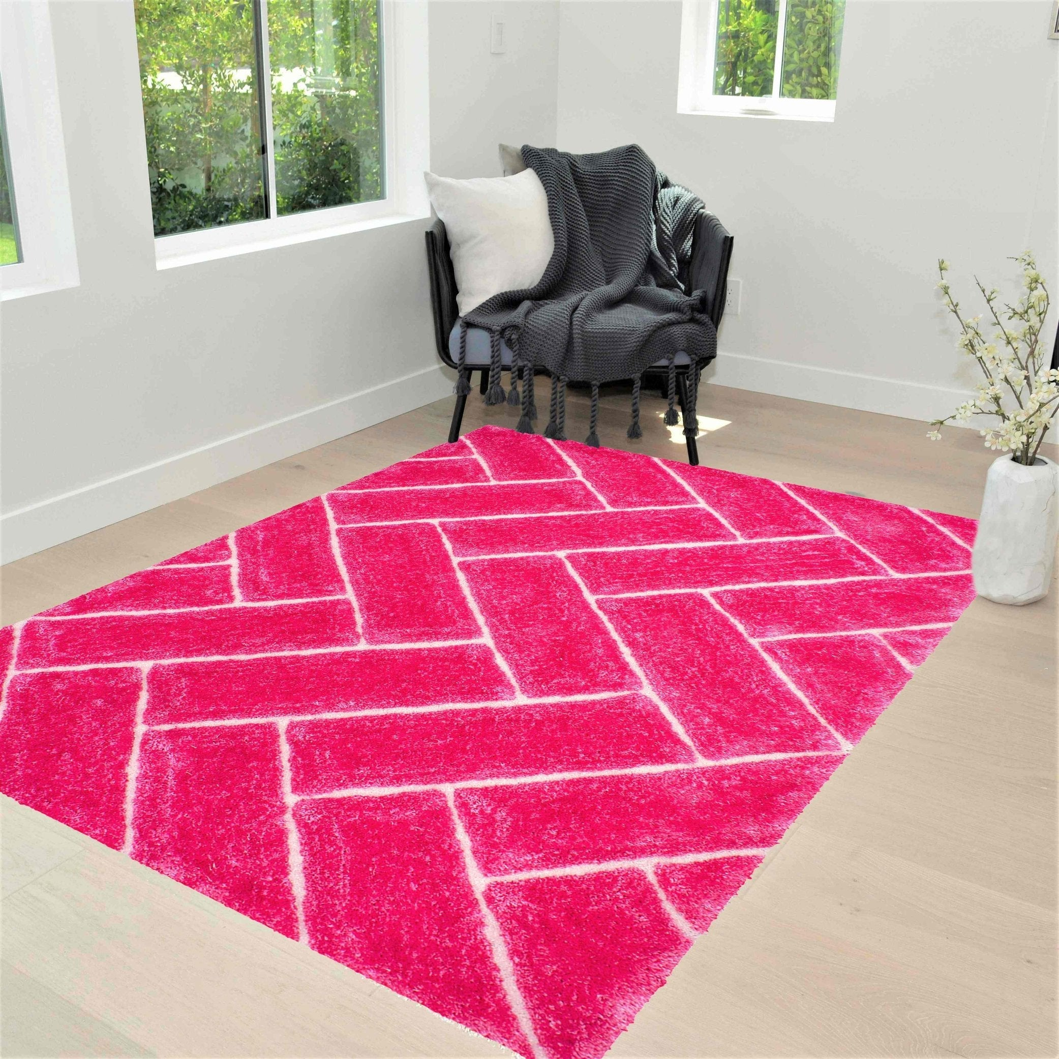 3-D Hand Carved Shaggy Rug - Soft Modern Colors