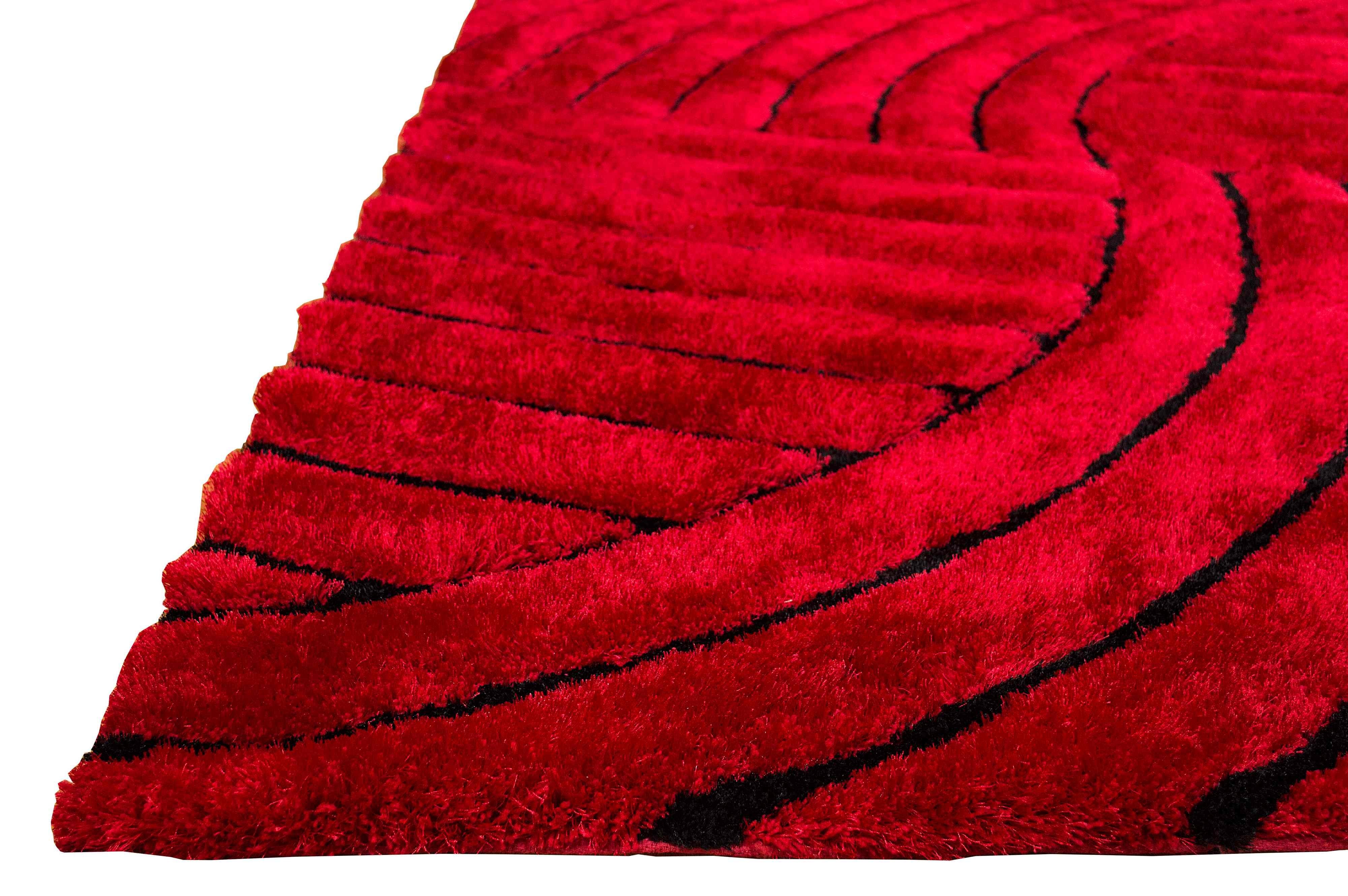 3-D Hand Carved Shaggy Rug - Soft Modern Colors