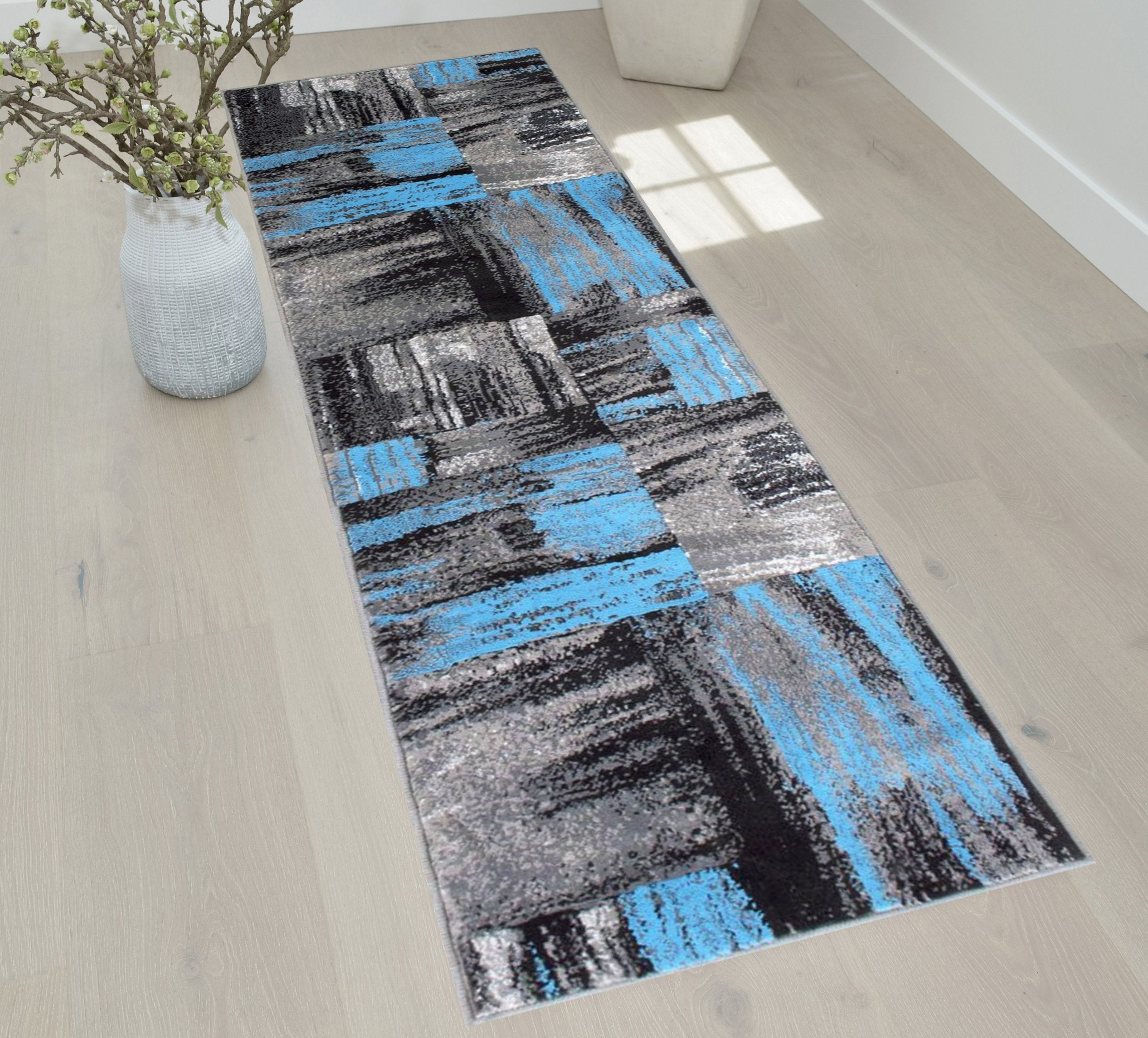 Modern Mixed Brush Color Pattern Area Rug – Various Sizes Available in Gray, Red, Beige, Blue, Lava, Orange, Electric Green, Yellow, Chocolate