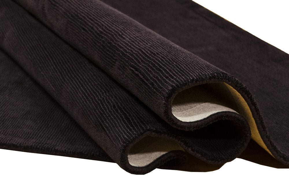 Black Color Rugs Viscose Ultra-Soft Hand Knotted in India Rugs for Dining Room