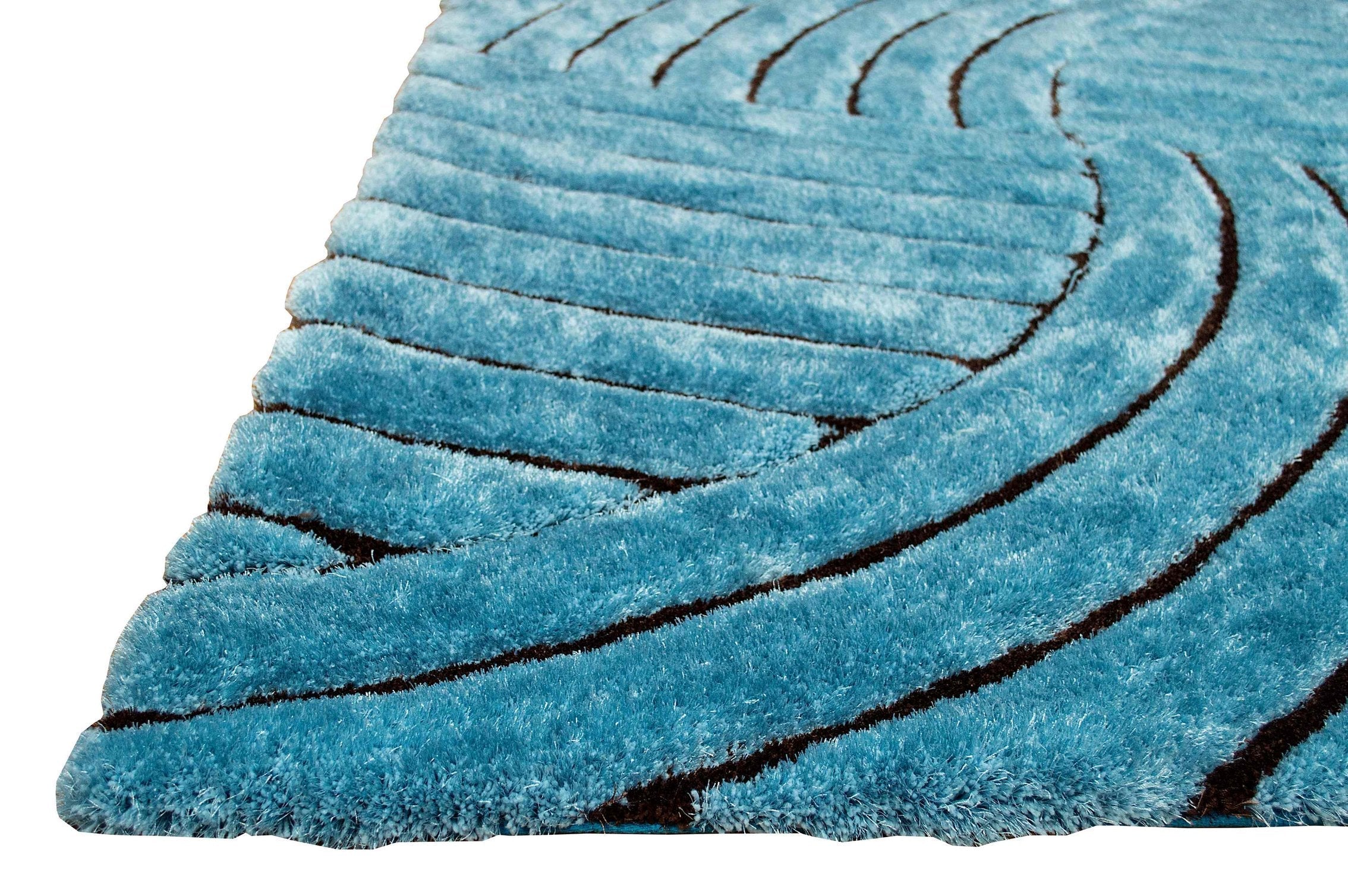 3-D Hand Carved Shaggy Rug - Soft Modern Colors