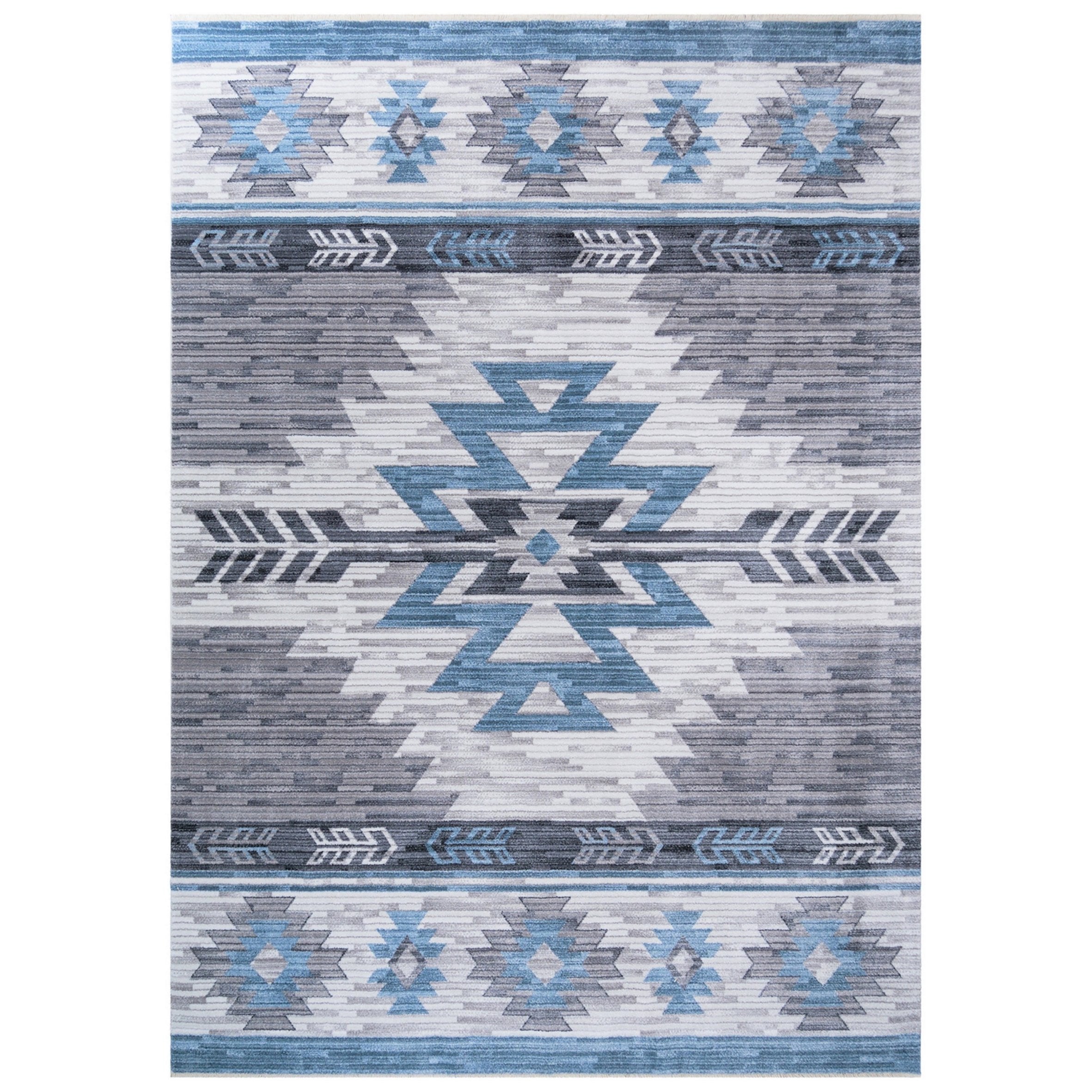 Navajo Tribal Rug – Easy Clean, Foldable, Rust/Grey/Black/Blue/Glacier/Orange/Denim