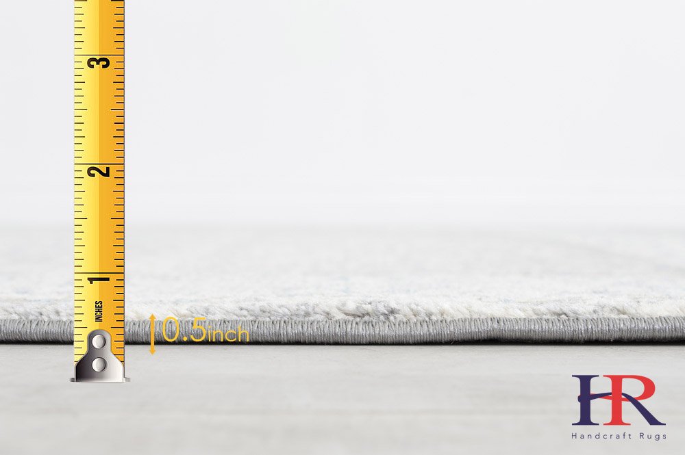 Silver/Ash Gray/Ivory/Light Blue-Faded, Oriental Distressed – Modern Vintage Design– Abstract, Persian Rug