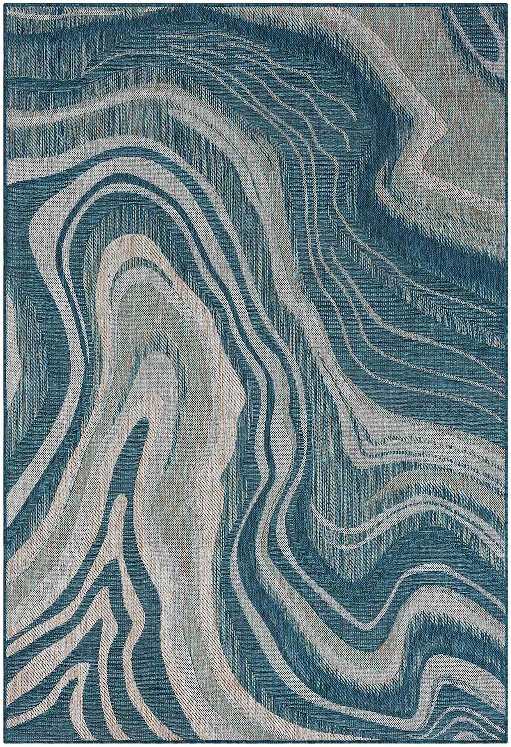 Ocean Pattern Outdoor Rug – Waterproof, Fade-Resistant – 5x7 & 8x10 Sizes