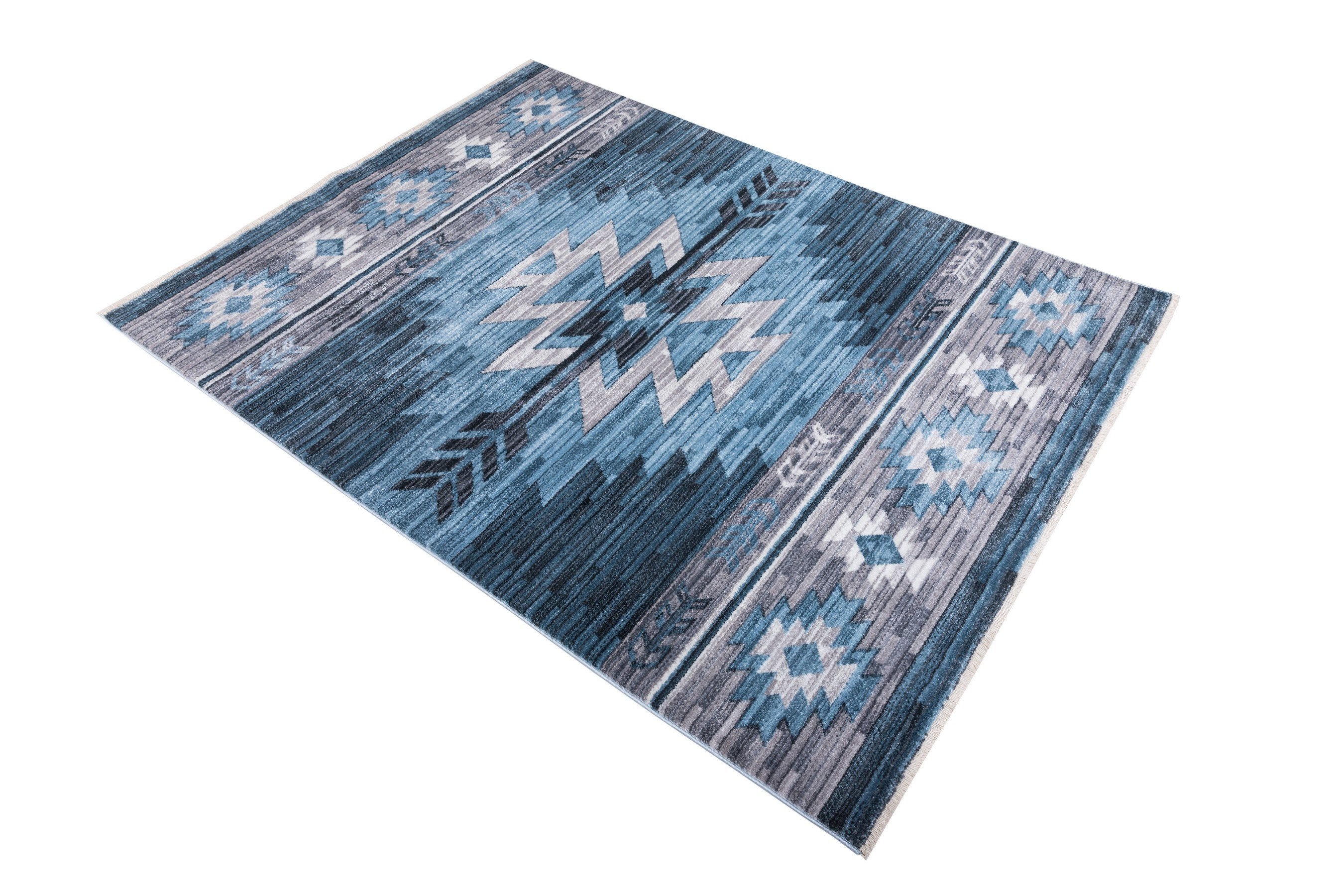 Navajo Tribal Rug – Easy Clean, Foldable, Rust/Grey/Black/Blue/Glacier/Orange/Denim