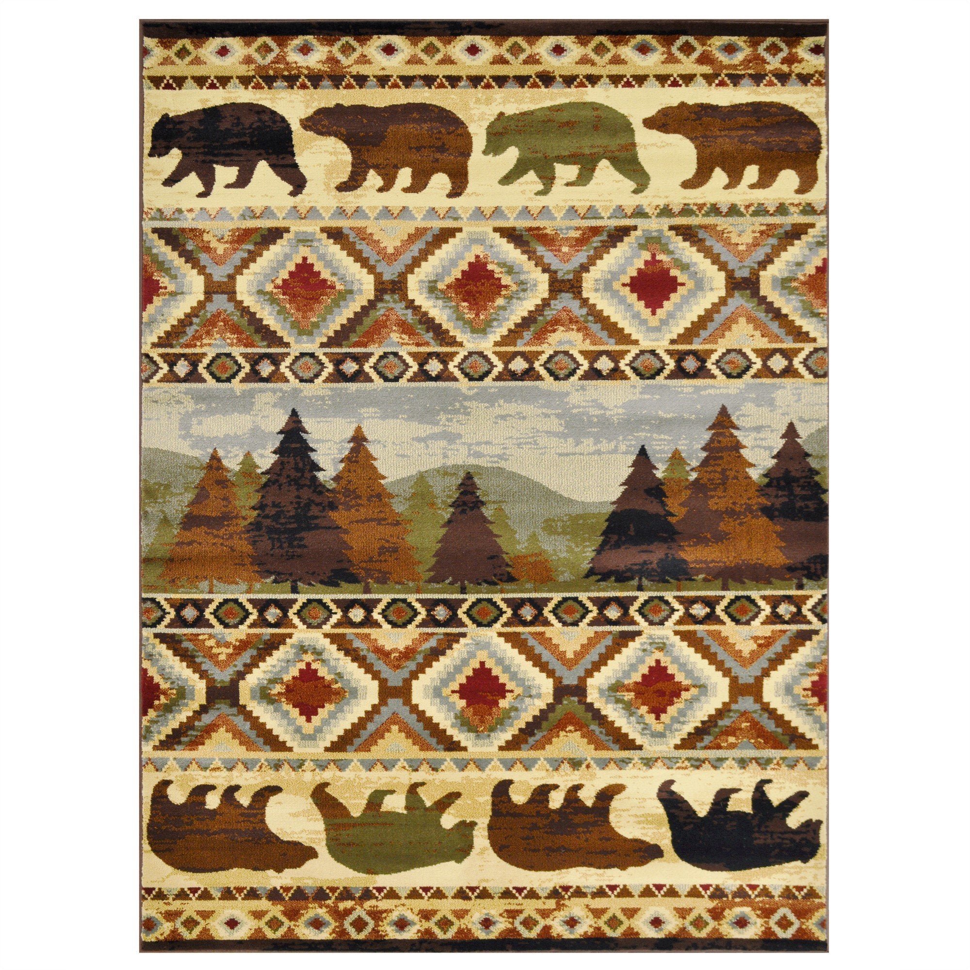 HR Cabin Nature and Animals Multicolor Bear Décor Rugs