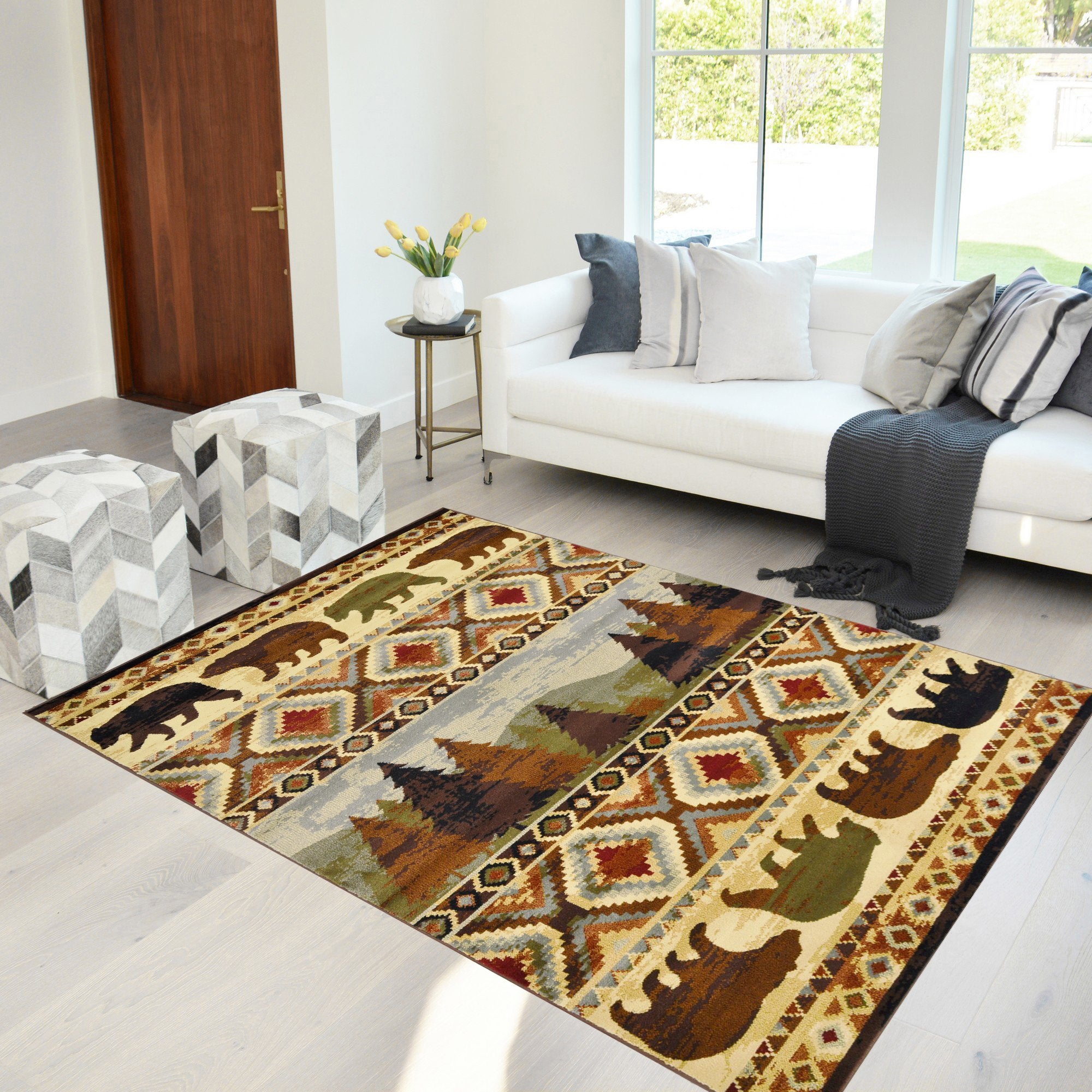 HR Cabin Nature and Animals Multicolor Bear Décor Rugs