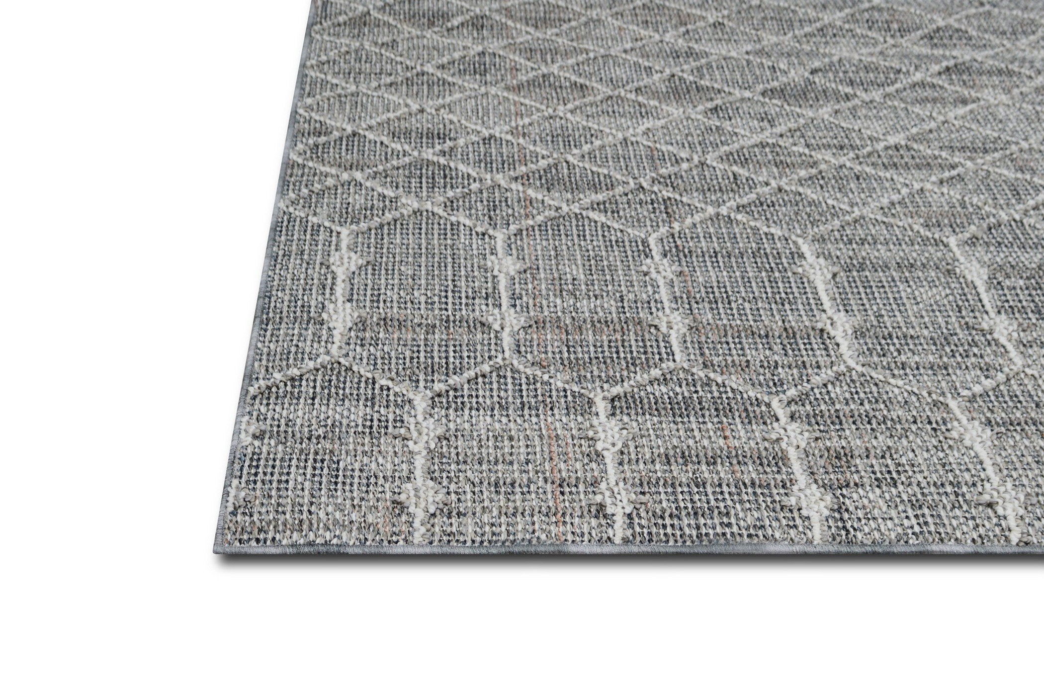 HR Indoor Outdoor Area Rugs 8x10 Moroccan Trellis Pattern Gray Outdoor Carpet-Lasts Long Under Sunlight-Grey Ivory